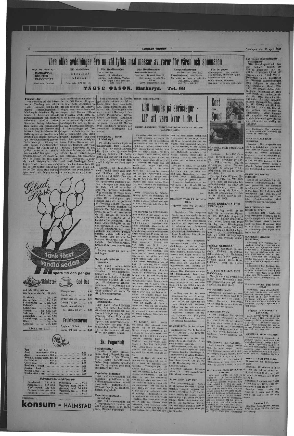 Laholms Tidning Onsdag 13 april 1949, sida 4