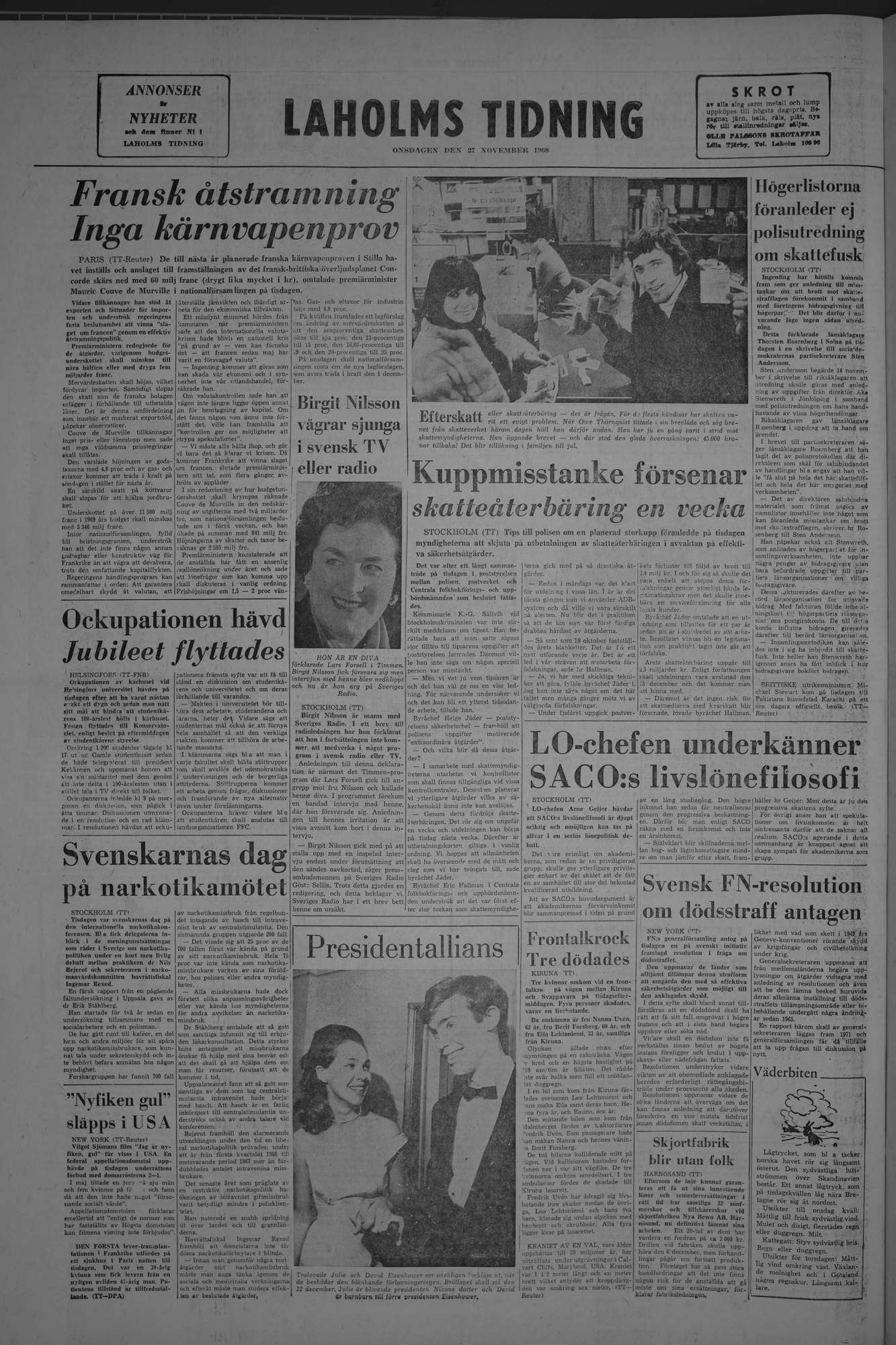 Laholms Tidning Onsdag 27 november 1968, sida 8