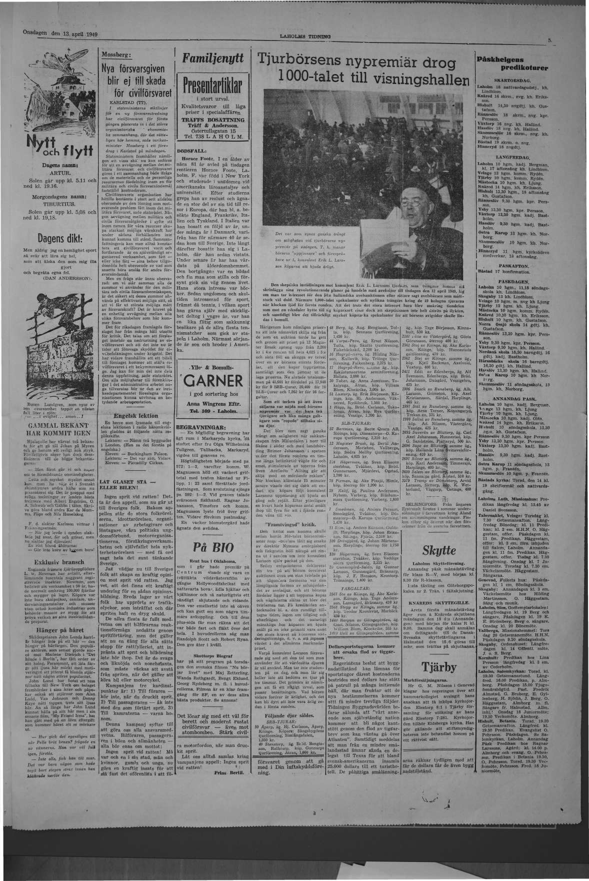 Laholms Tidning Onsdag 13 april 1949, sida 5