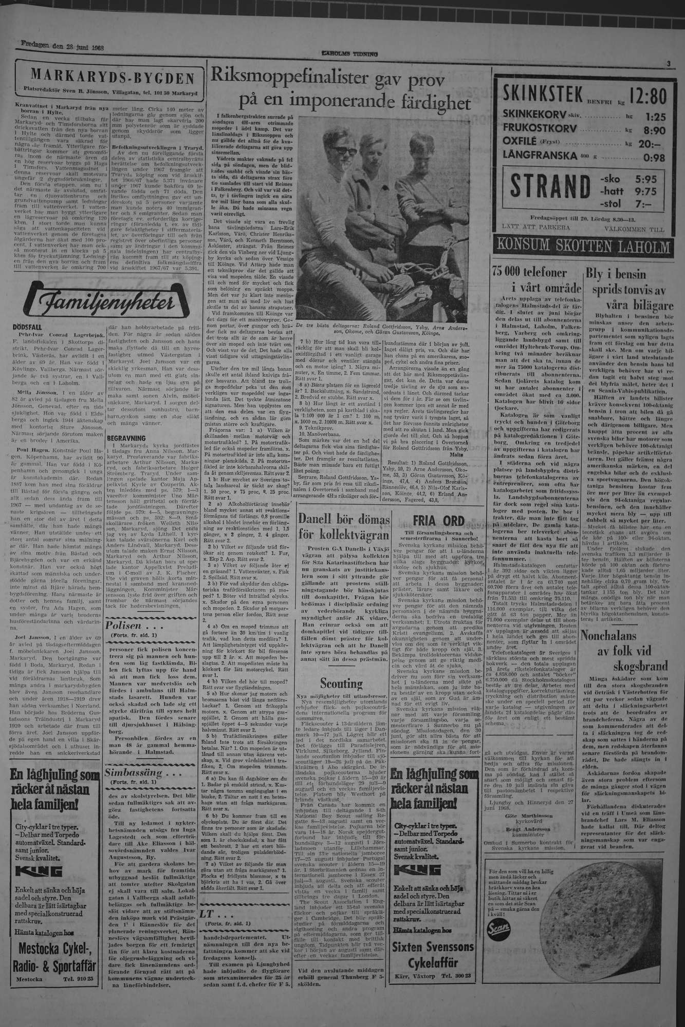 Laholms Tidning Fredag 28 juni 1968, sida 3