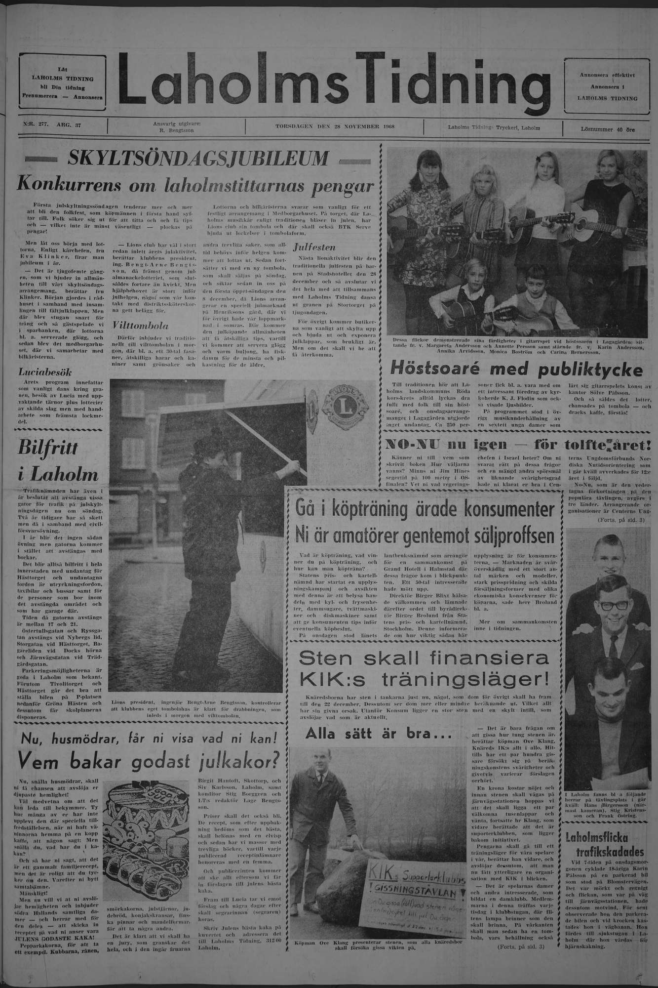 Laholms Tidning Torsdag 28 november 1968, sida 1