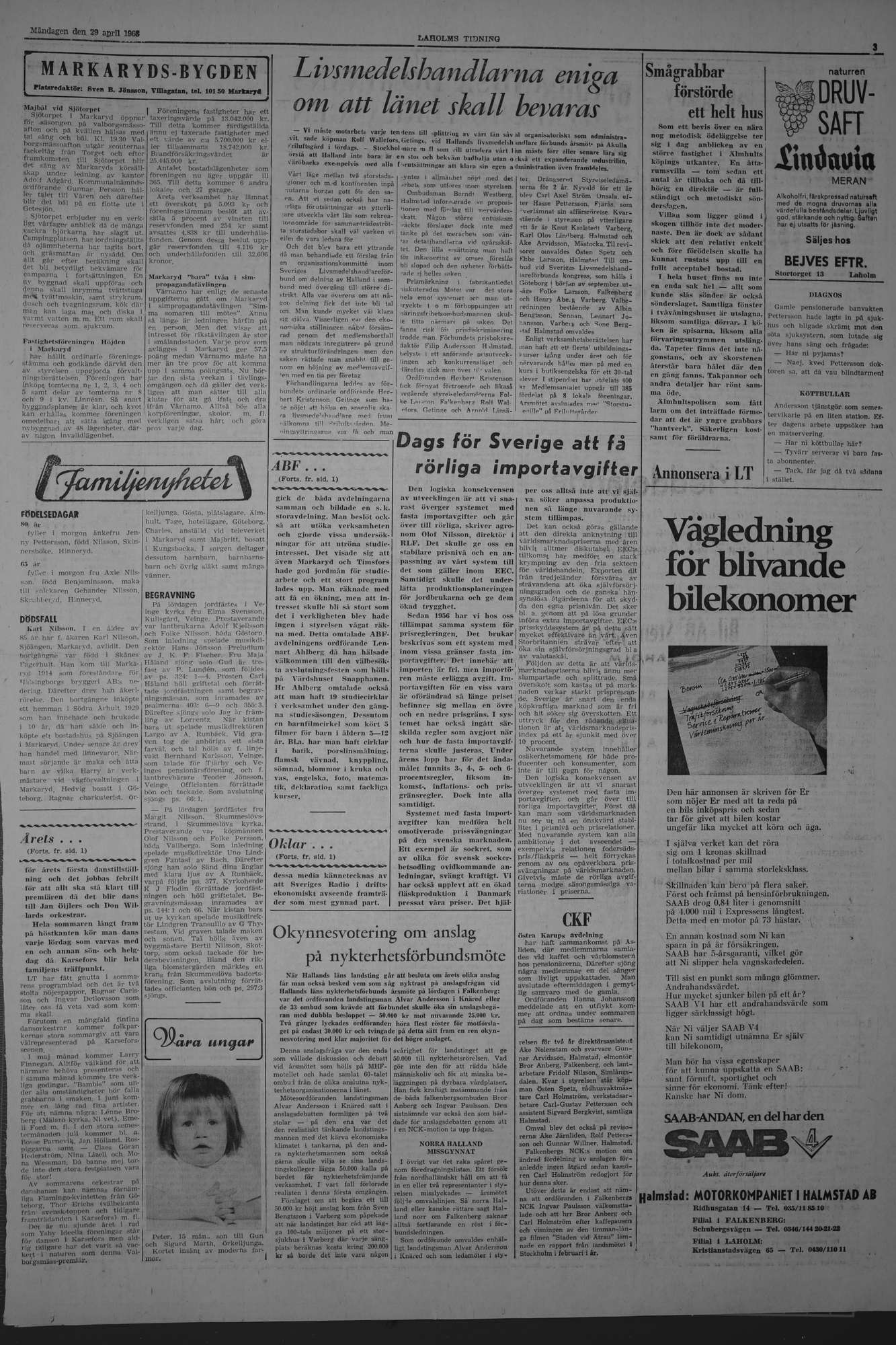 Laholms Tidning Måndag 29 april 1968, sida 3