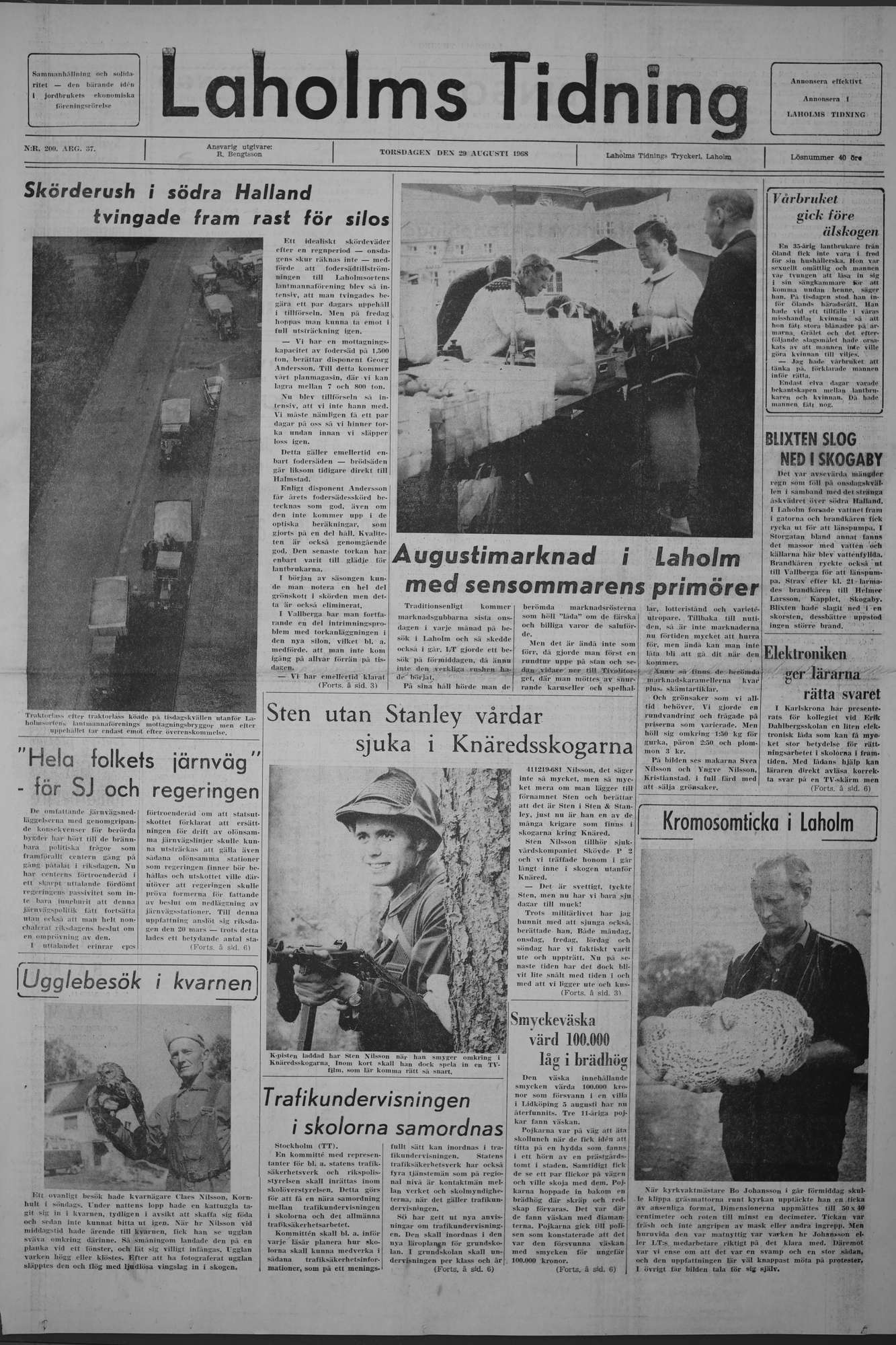 Laholms Tidning Torsdag 29 augusti 1968, sida 1
