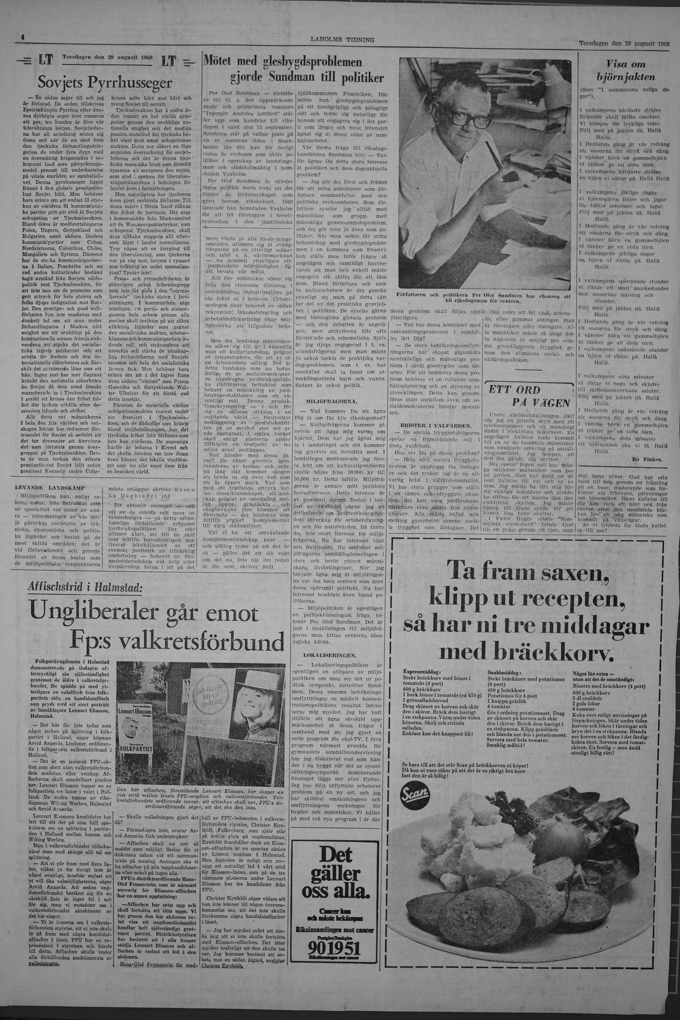 Laholms Tidning Torsdag 29 augusti 1968, sida 4