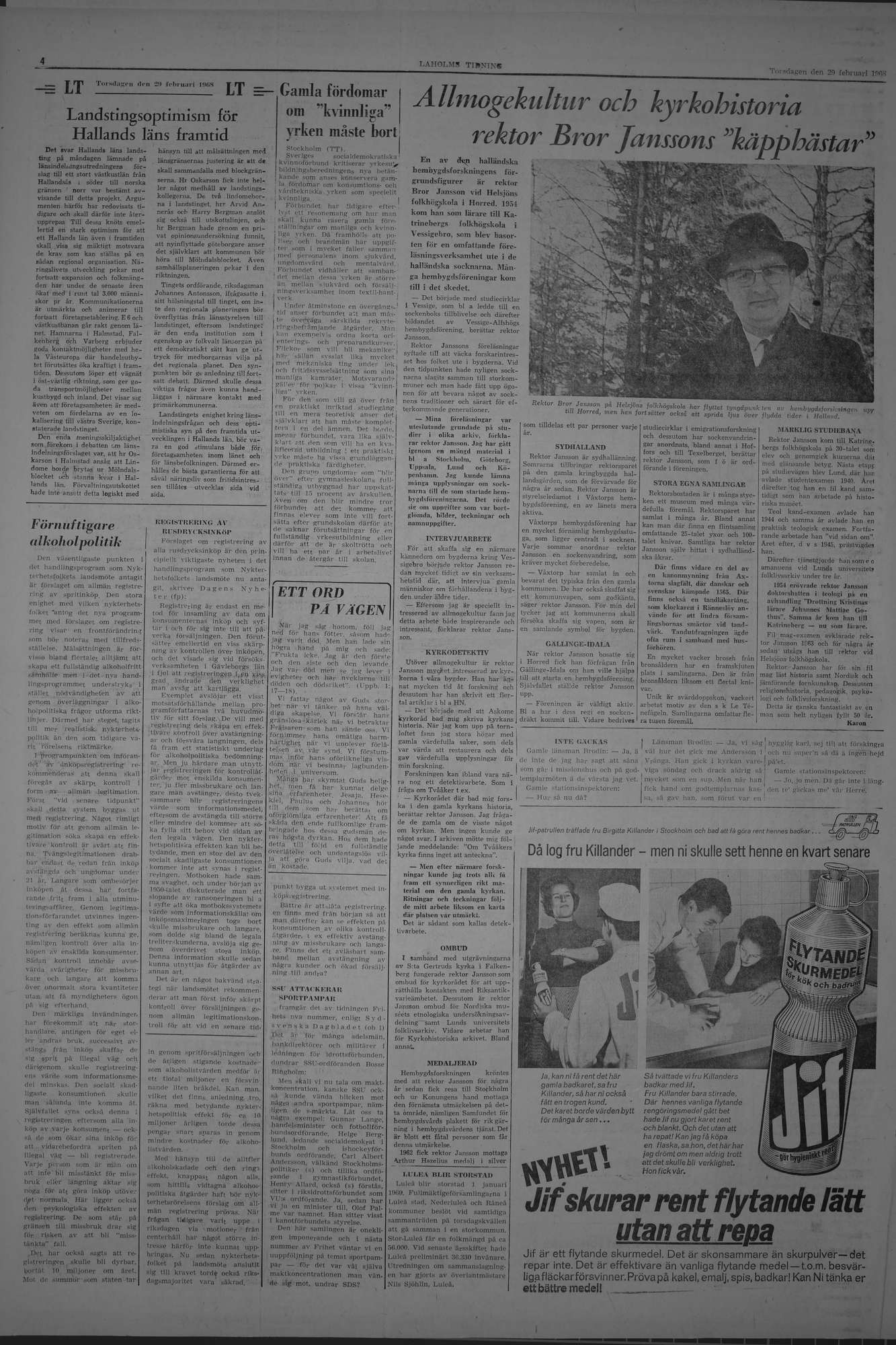 Laholms Tidning Torsdag 29 februari 1968, sida 4