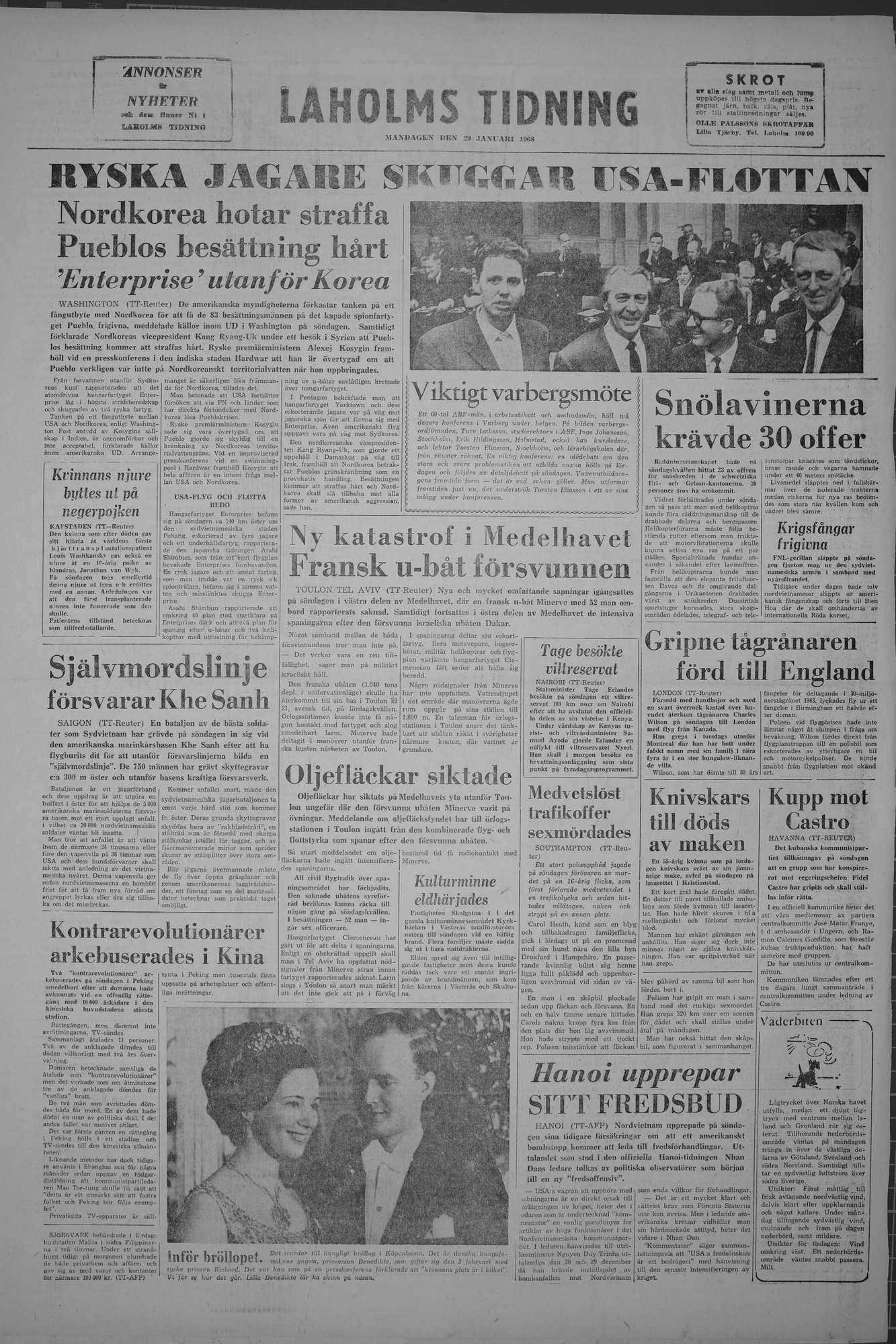 Laholms Tidning Måndag 29 januari 1968, sida 8