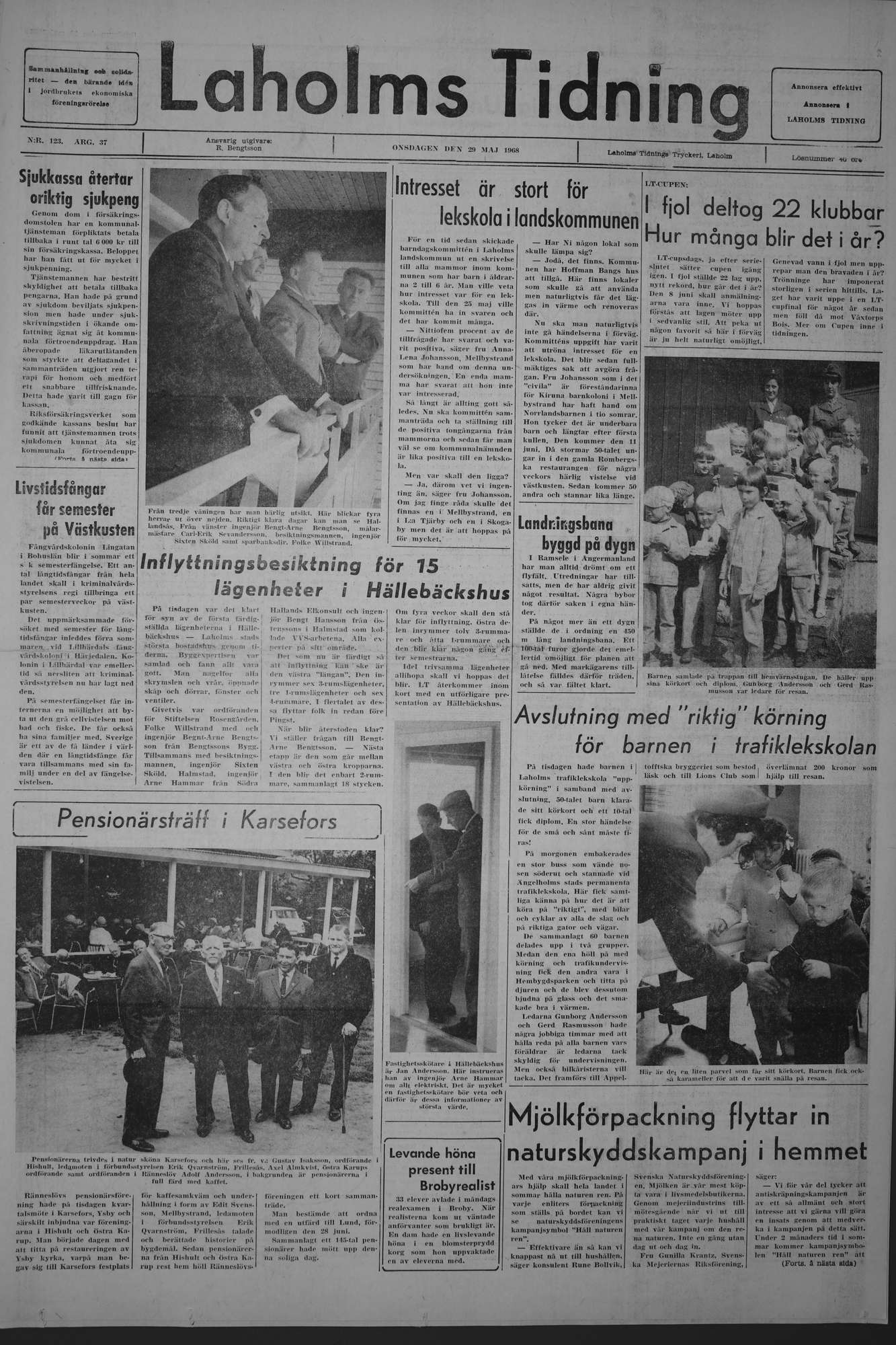 Laholms Tidning Onsdag 29 maj 1968, sida 1