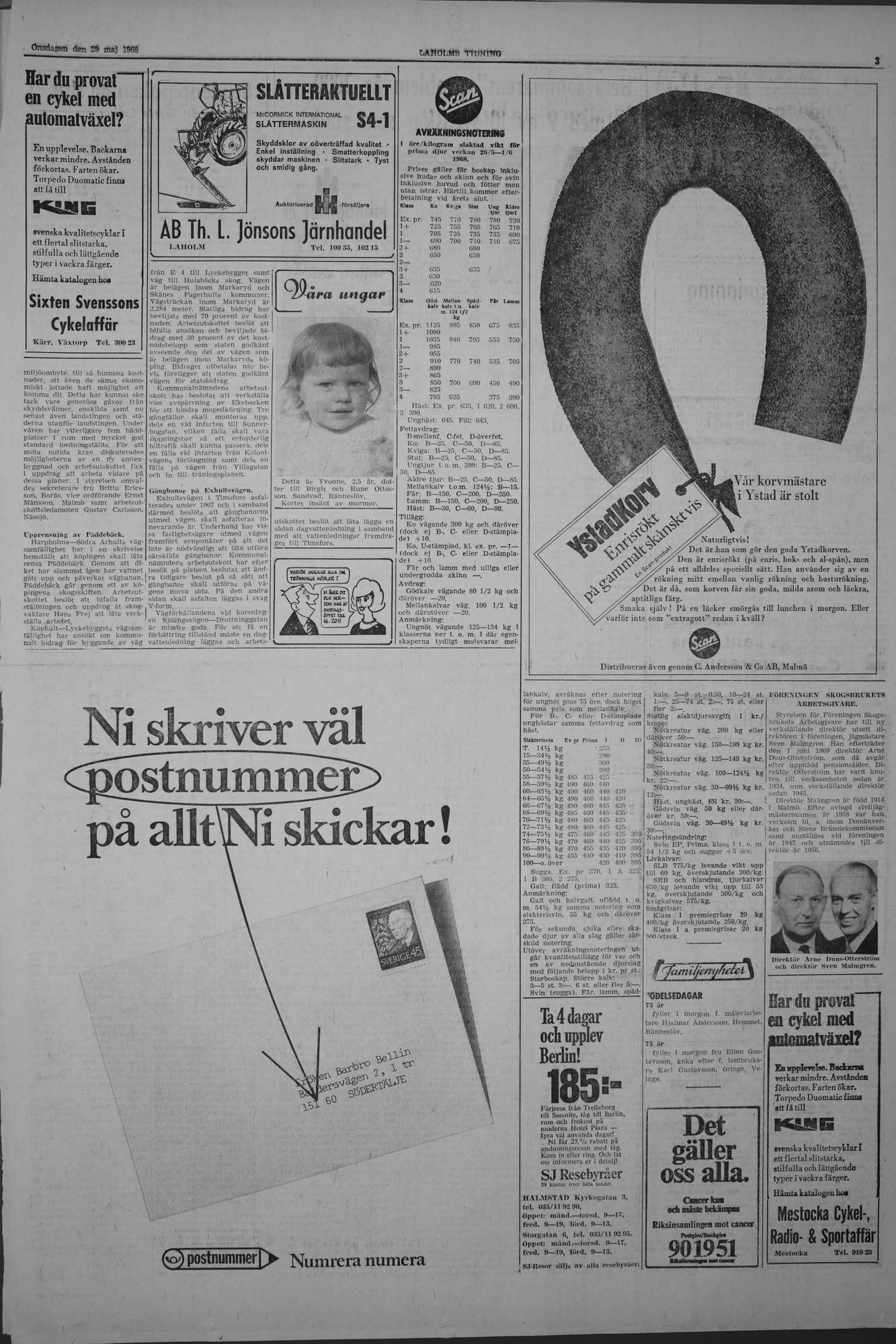 Laholms Tidning Onsdag 29 maj 1968, sida 3
