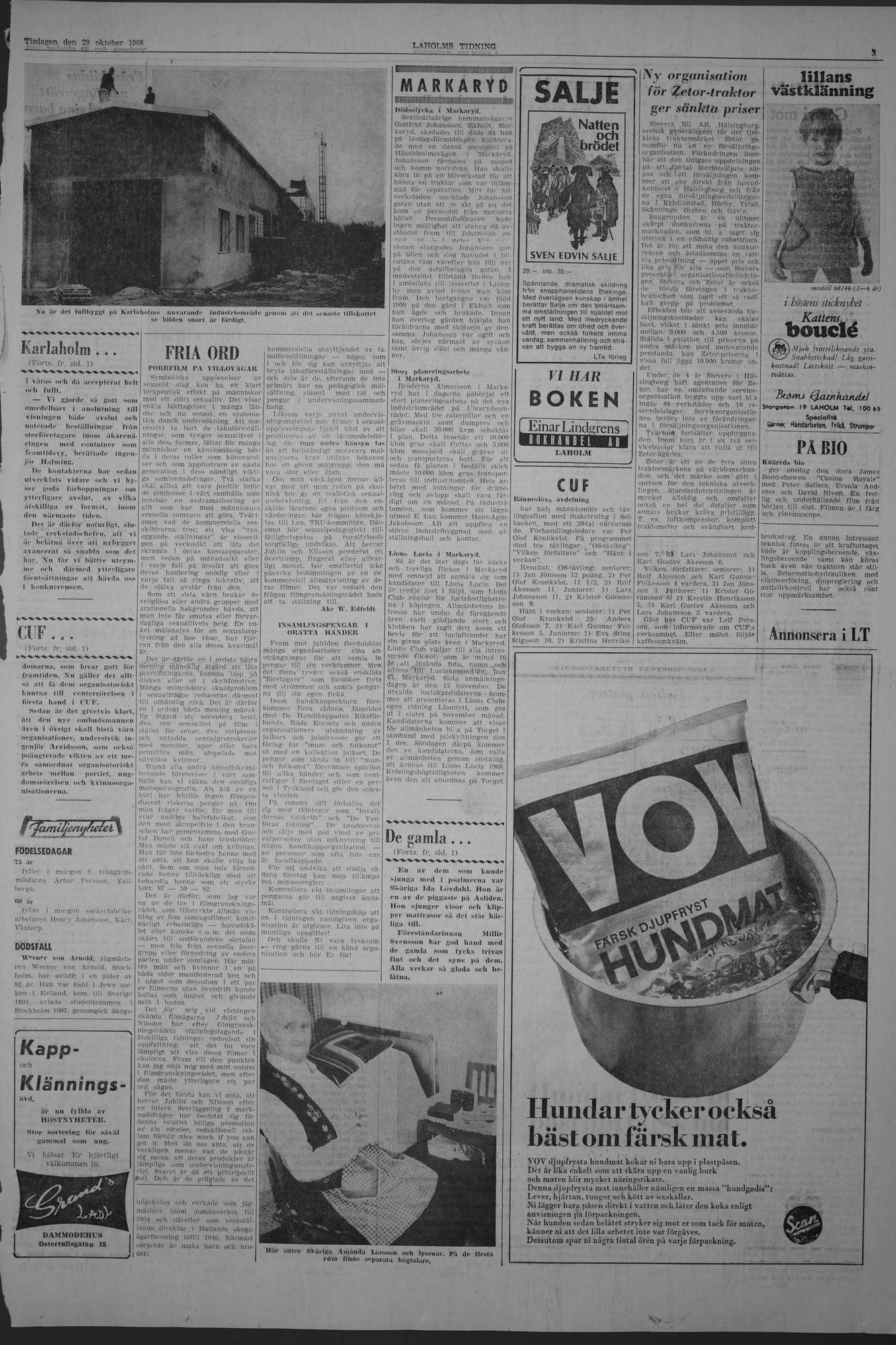 Laholms Tidning Tisdag 29 oktober 1968, sida 3