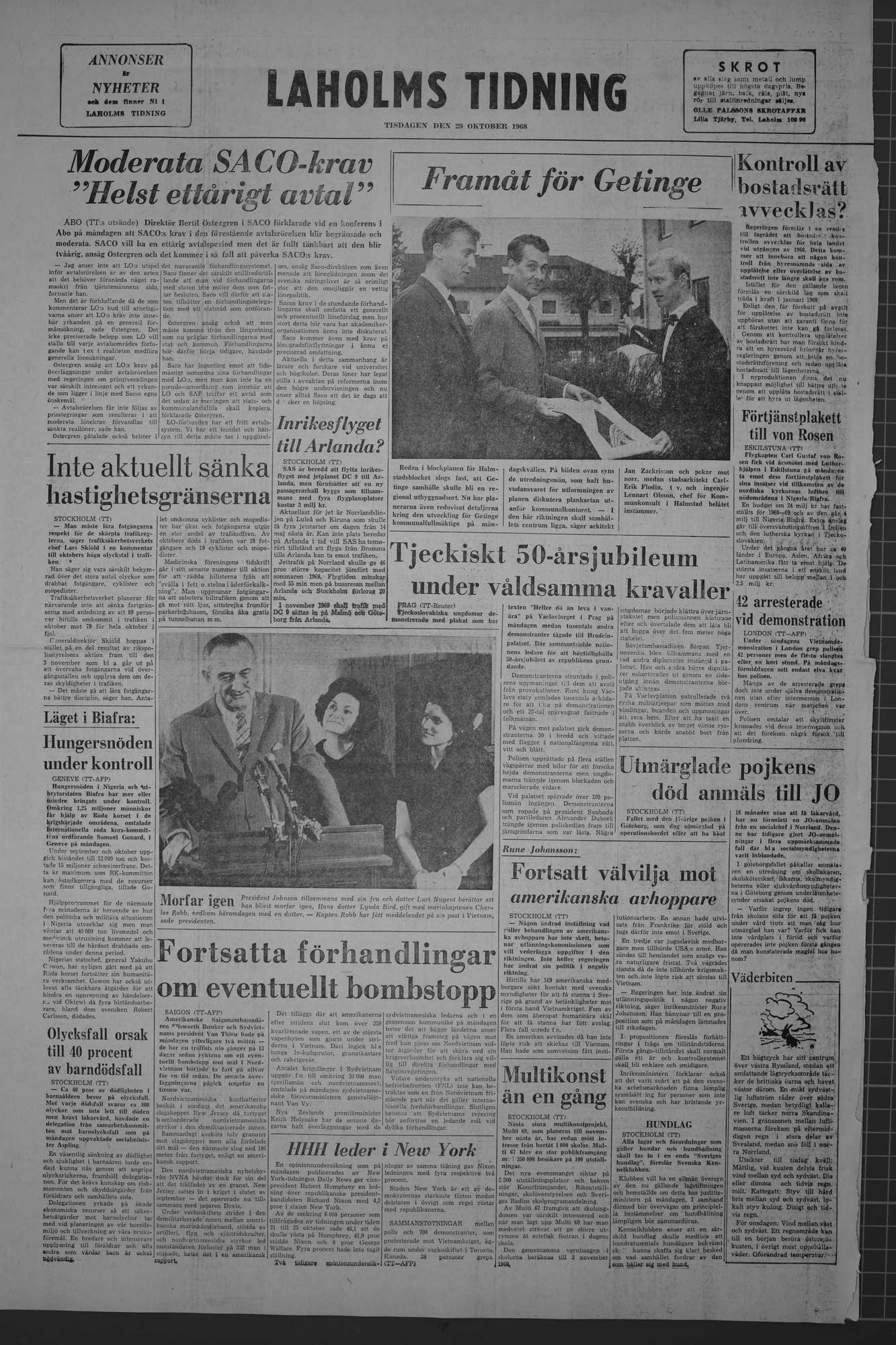 Laholms Tidning Tisdag 29 oktober 1968, sida 8