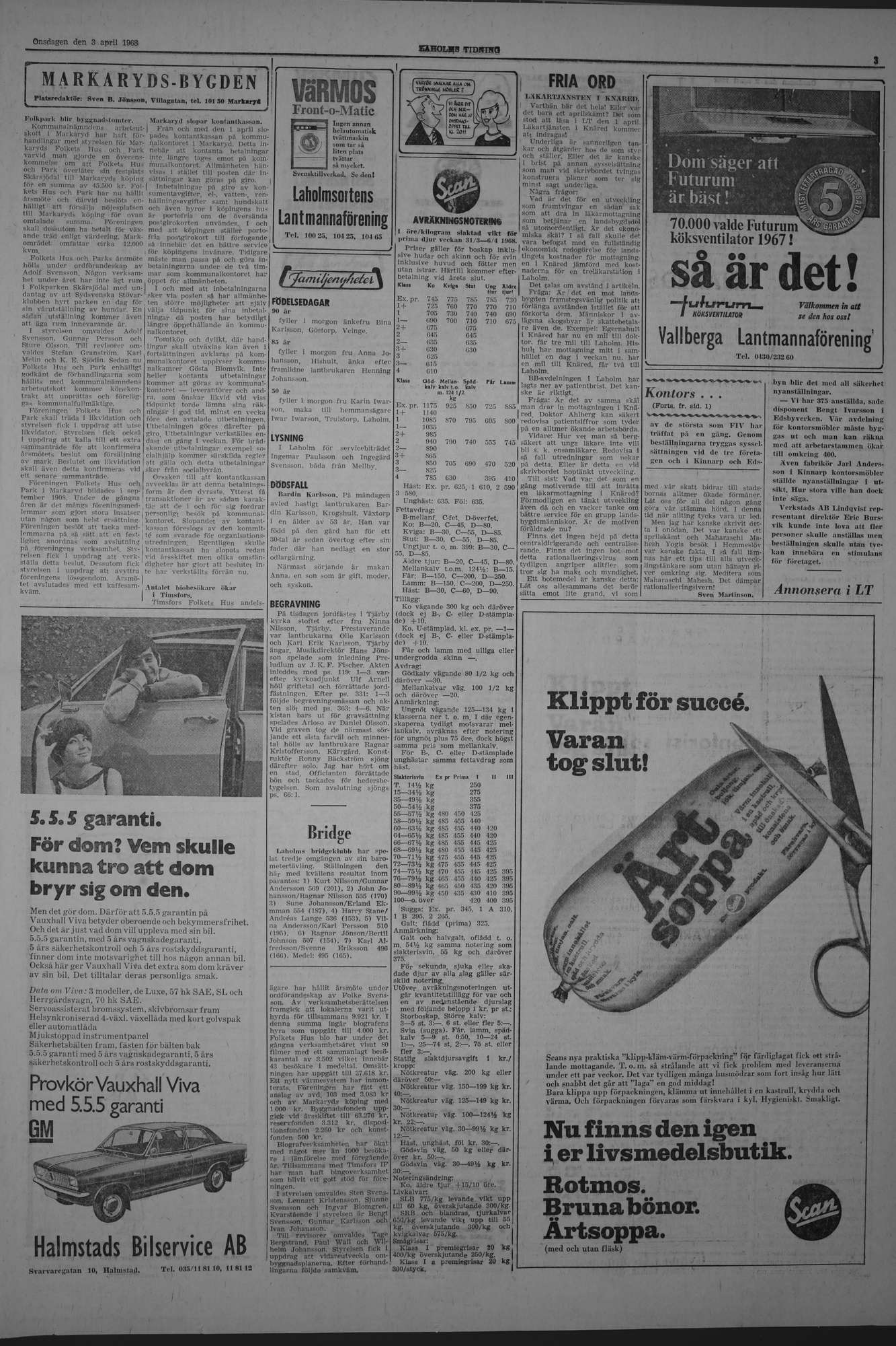 Laholms Tidning Onsdag 3 april 1968, sida 3