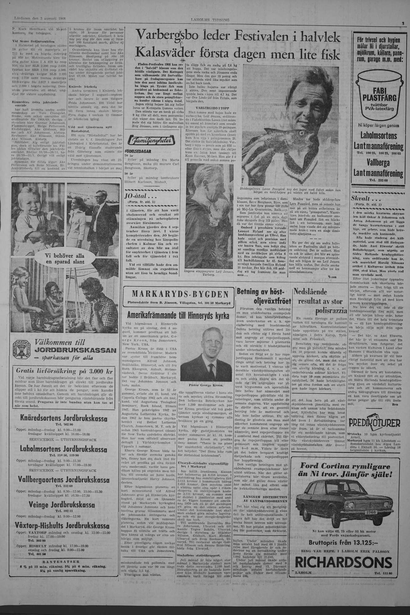 Laholms Tidning Lördag 3 augusti 1968, sida 3