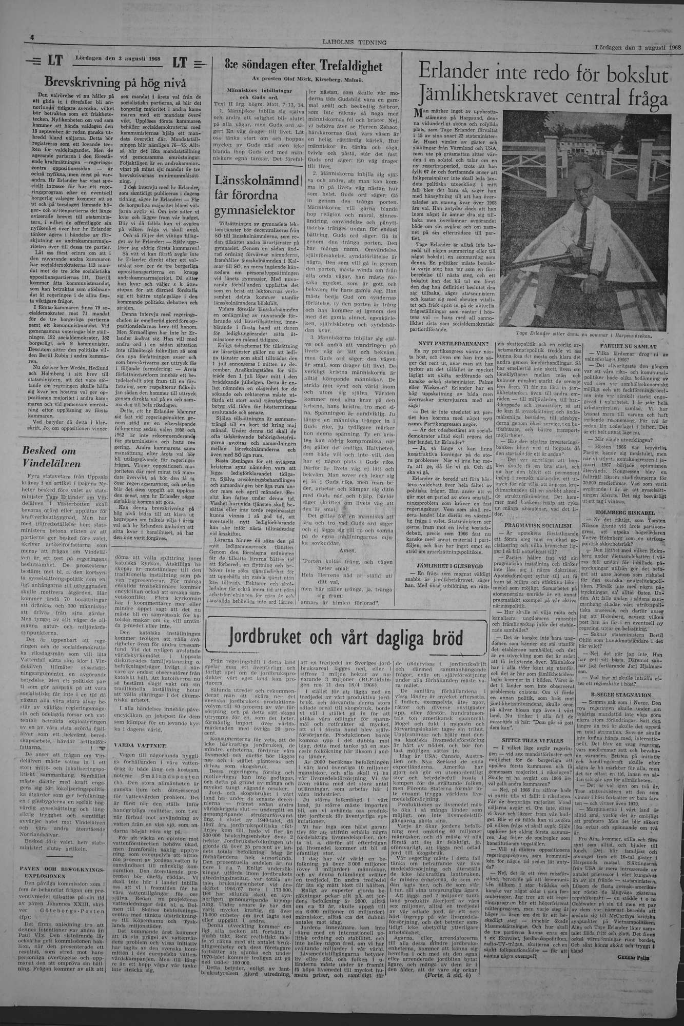 Laholms Tidning Lördag 3 augusti 1968, sida 4