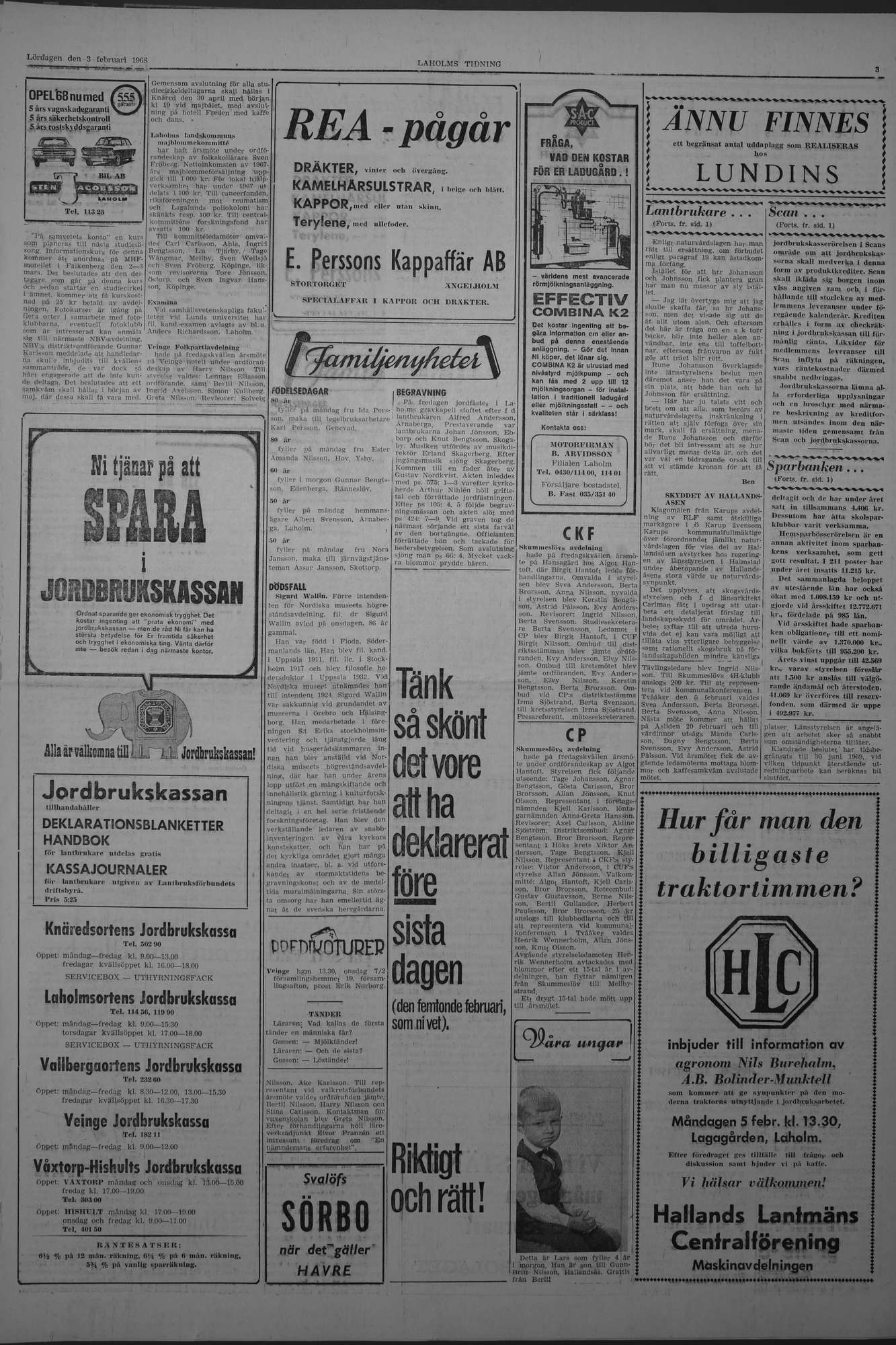 Laholms Tidning Lördag 3 februari 1968, sida 3