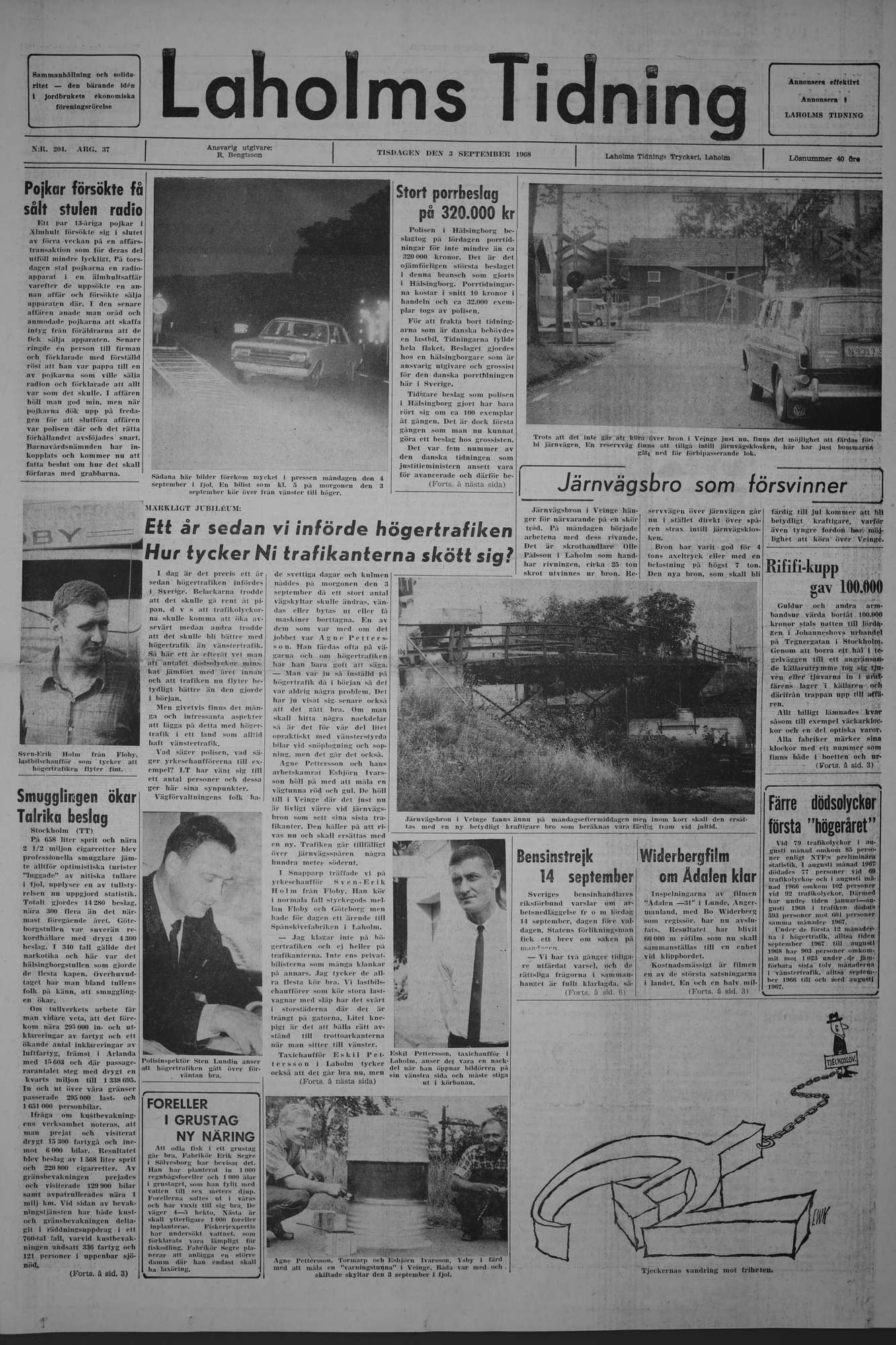 Laholms Tidning Tisdag 3 september 1968, sida 1