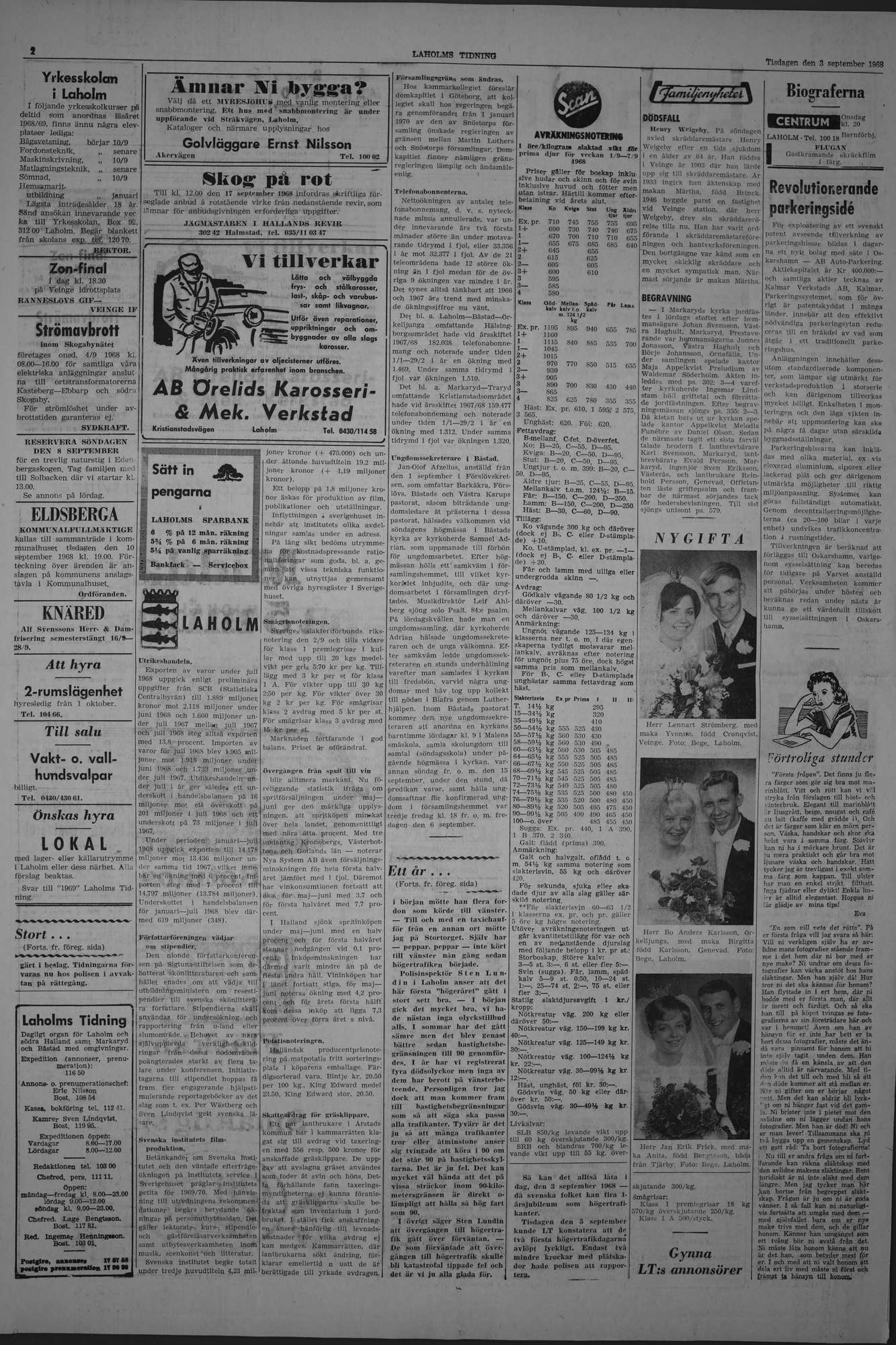 Laholms Tidning Tisdag 3 september 1968, sida 2