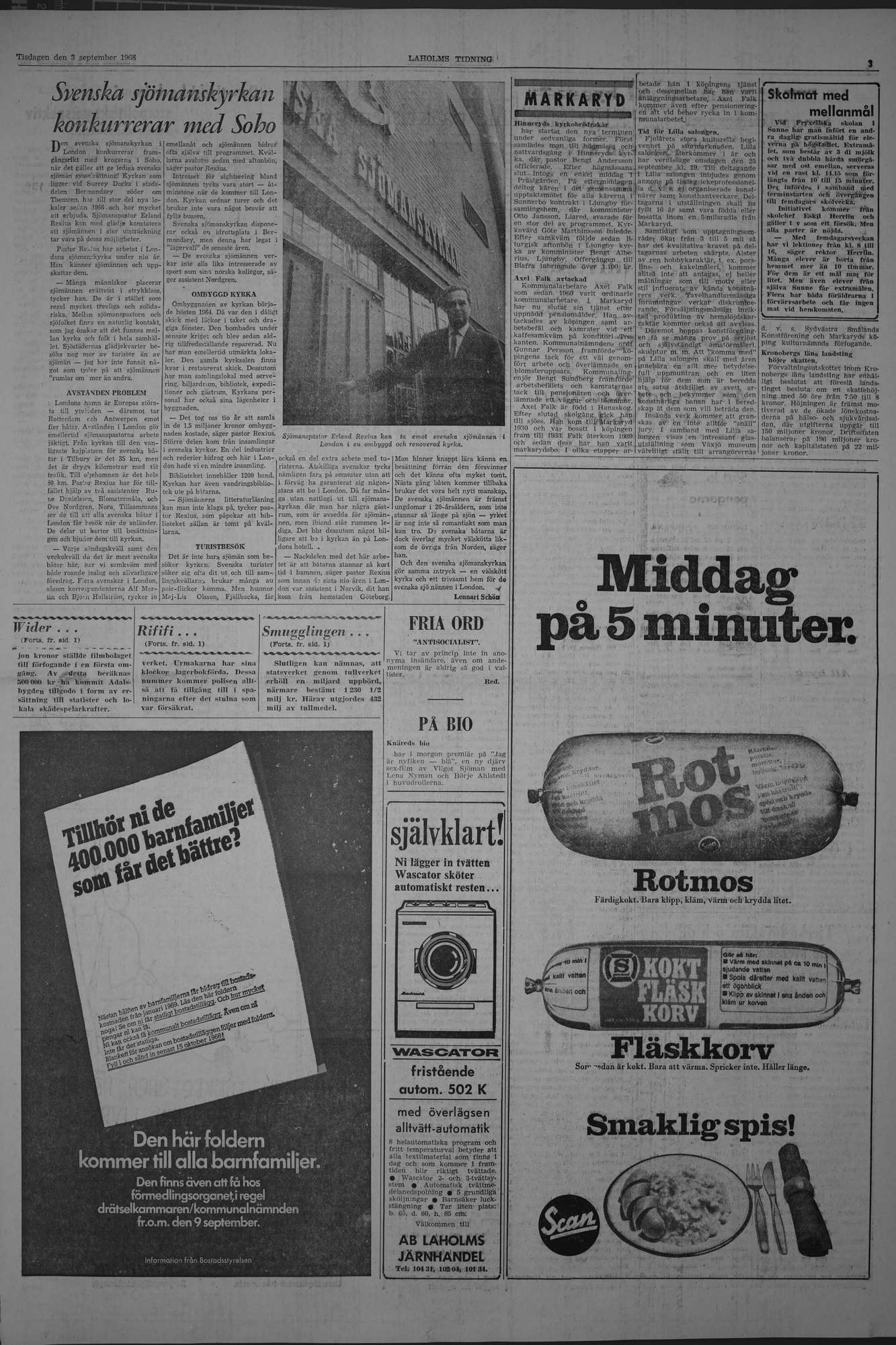 Laholms Tidning Tisdag 3 september 1968, sida 3