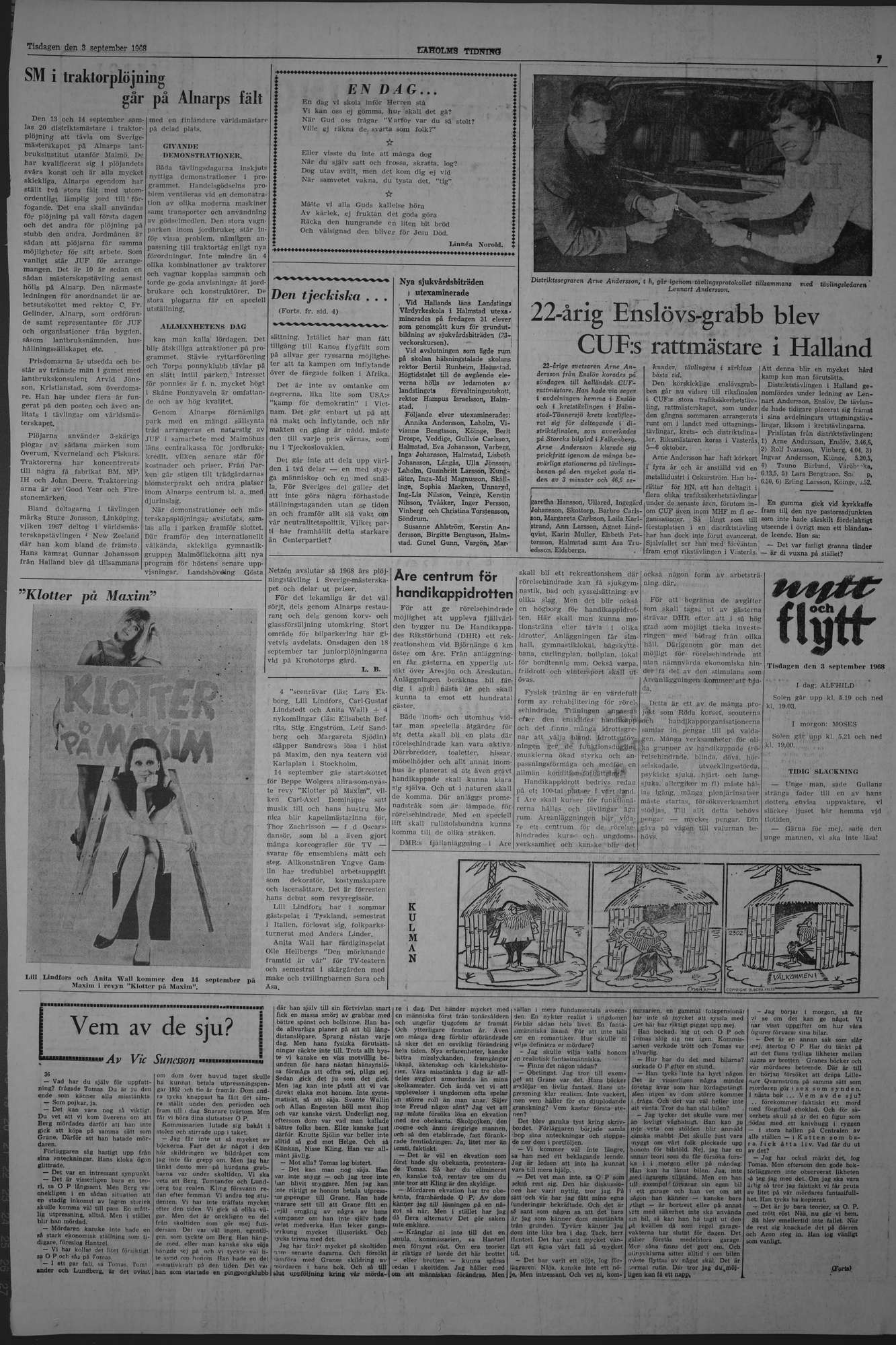 Laholms Tidning Tisdag 3 september 1968, sida 7