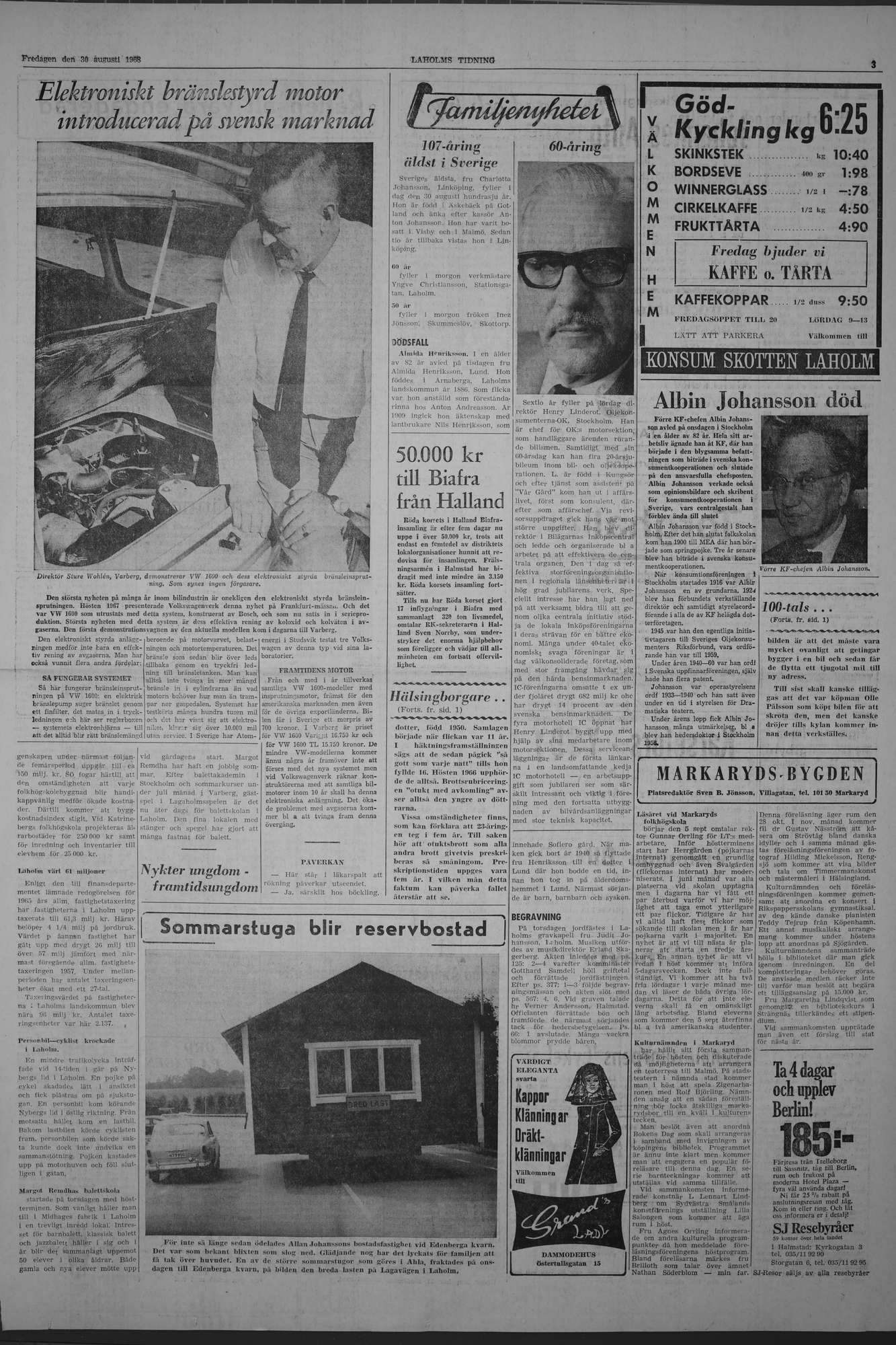Laholms Tidning Fredag 30 augusti 1968, sida 3
