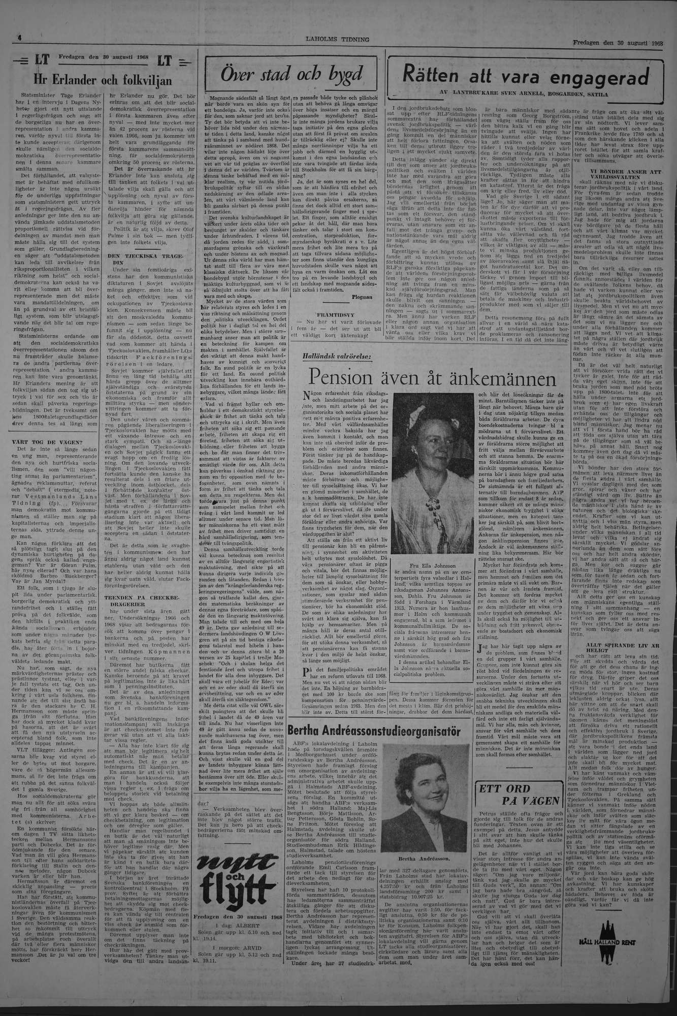 Laholms Tidning Fredag 30 augusti 1968, sida 4