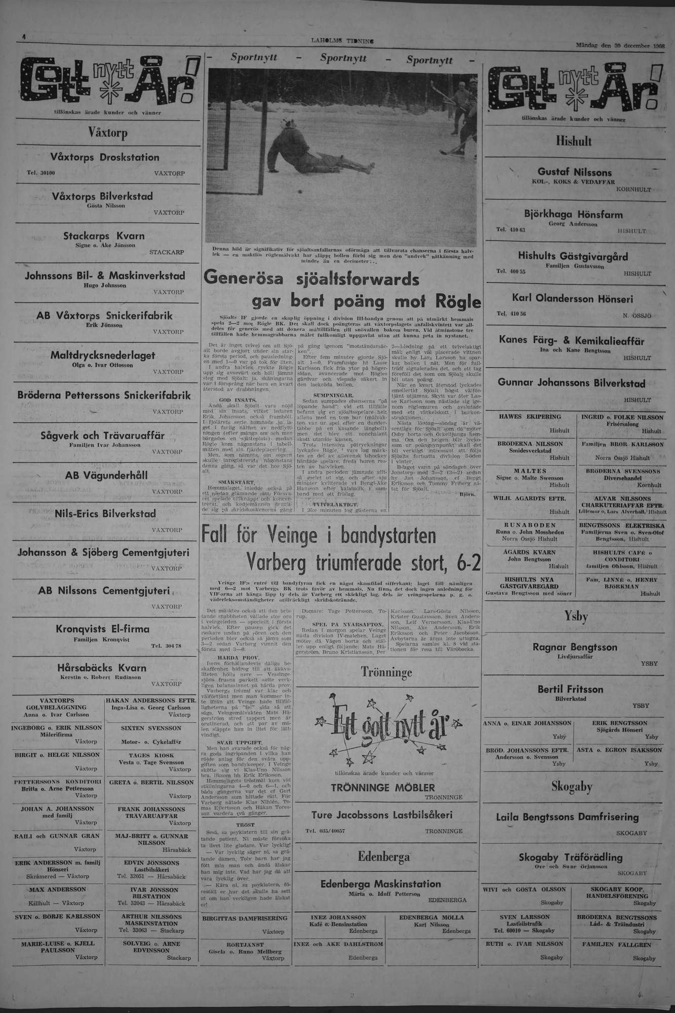 Laholms Tidning Måndag 30 december 1968, sida 4