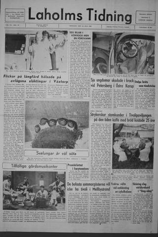 Förstasidan, Tisdag 30 juli 1968