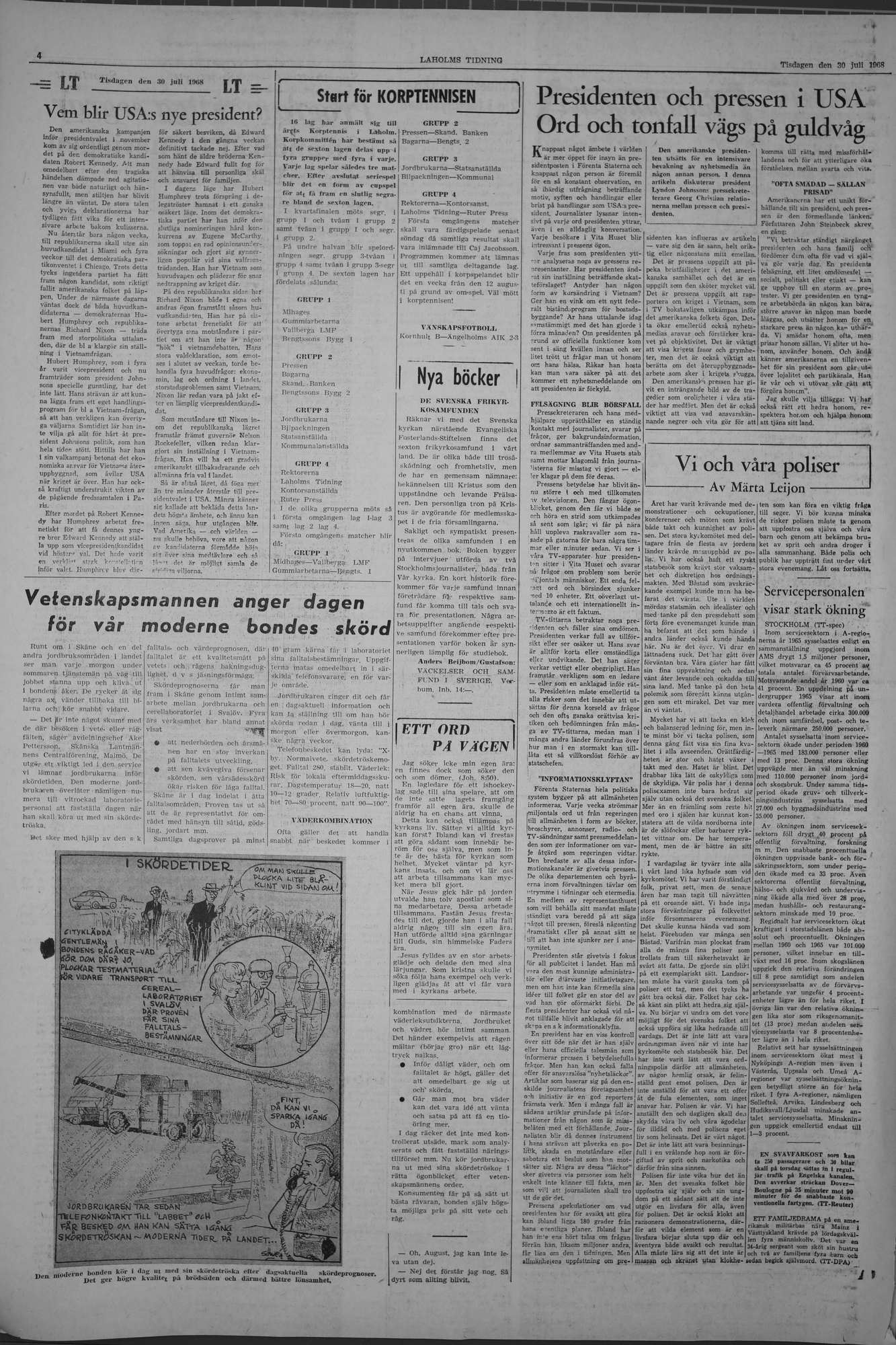 Laholms Tidning Tisdag 30 juli 1968, sida 4