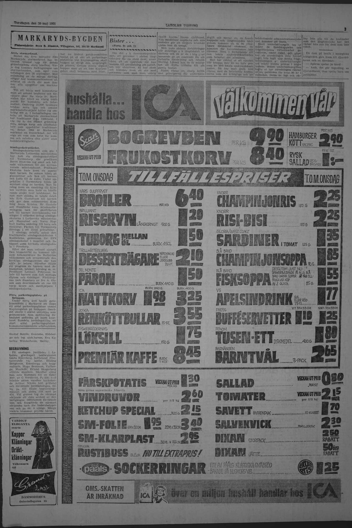 Laholms Tidning Torsdag 30 maj 1968, sida 3