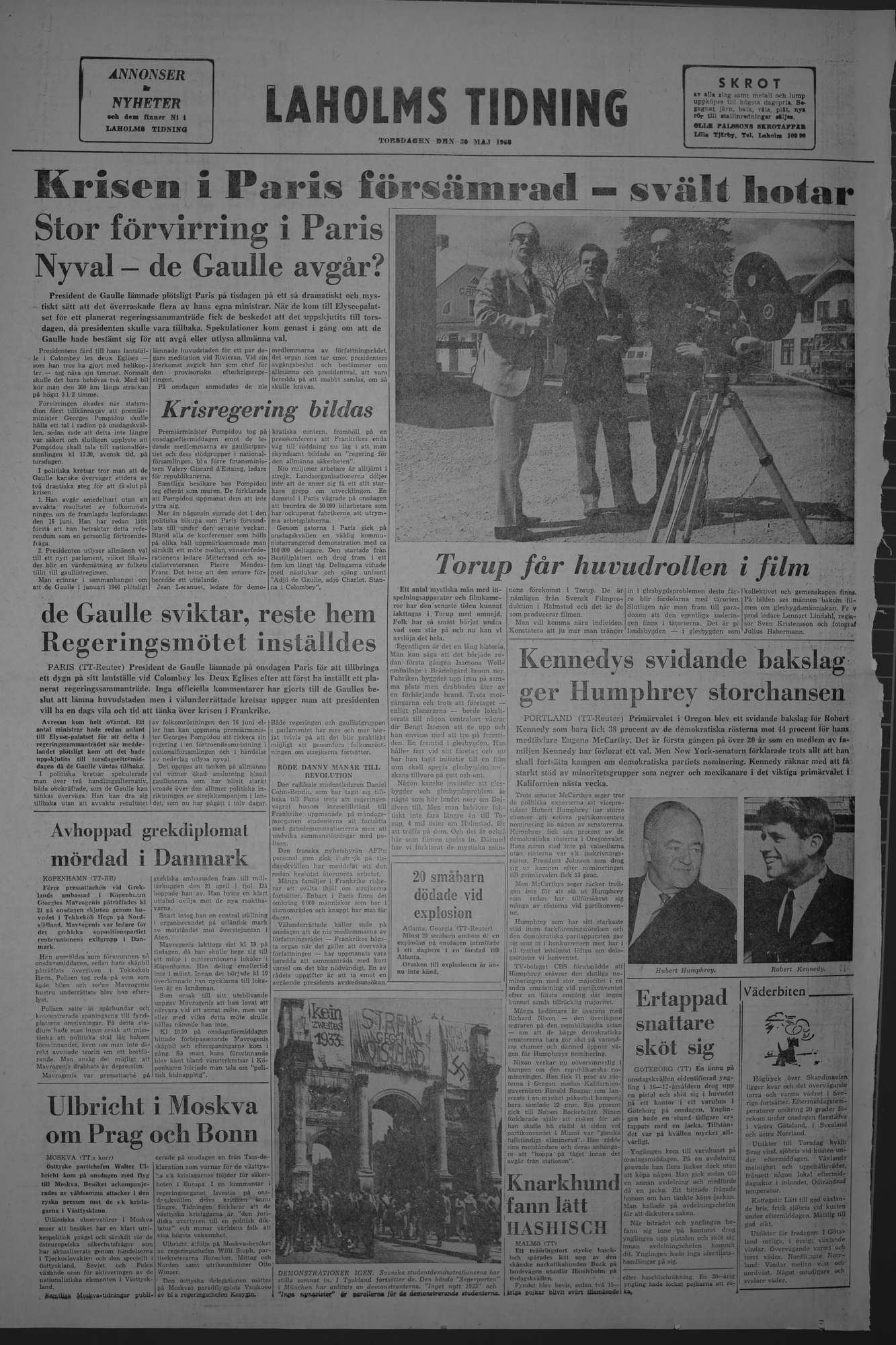 Laholms Tidning Torsdag 30 maj 1968, sida 8