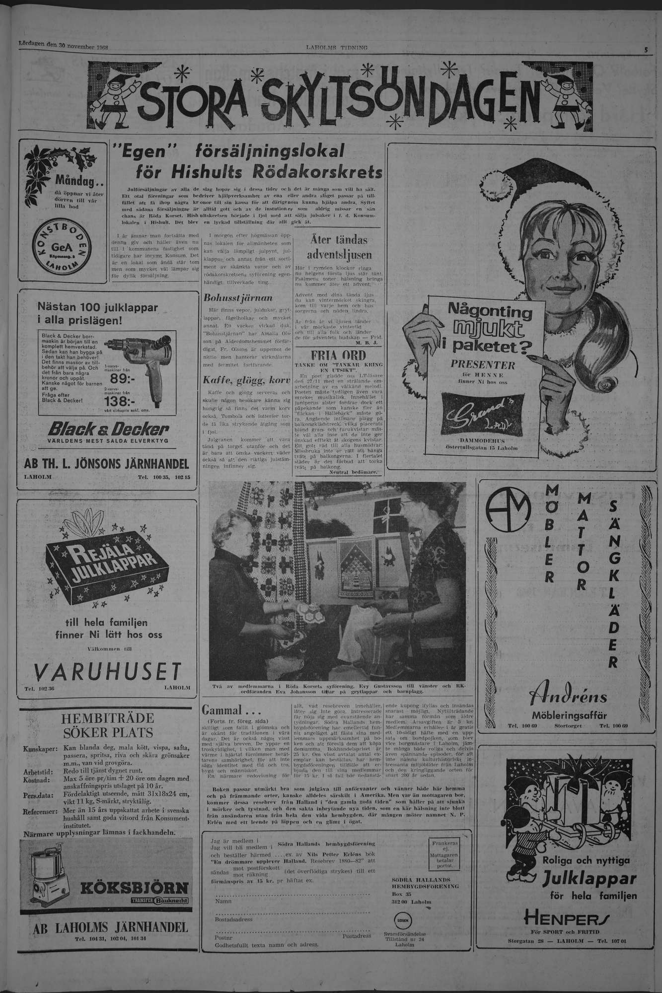 Laholms Tidning Lördag 30 november 1968, sida 5