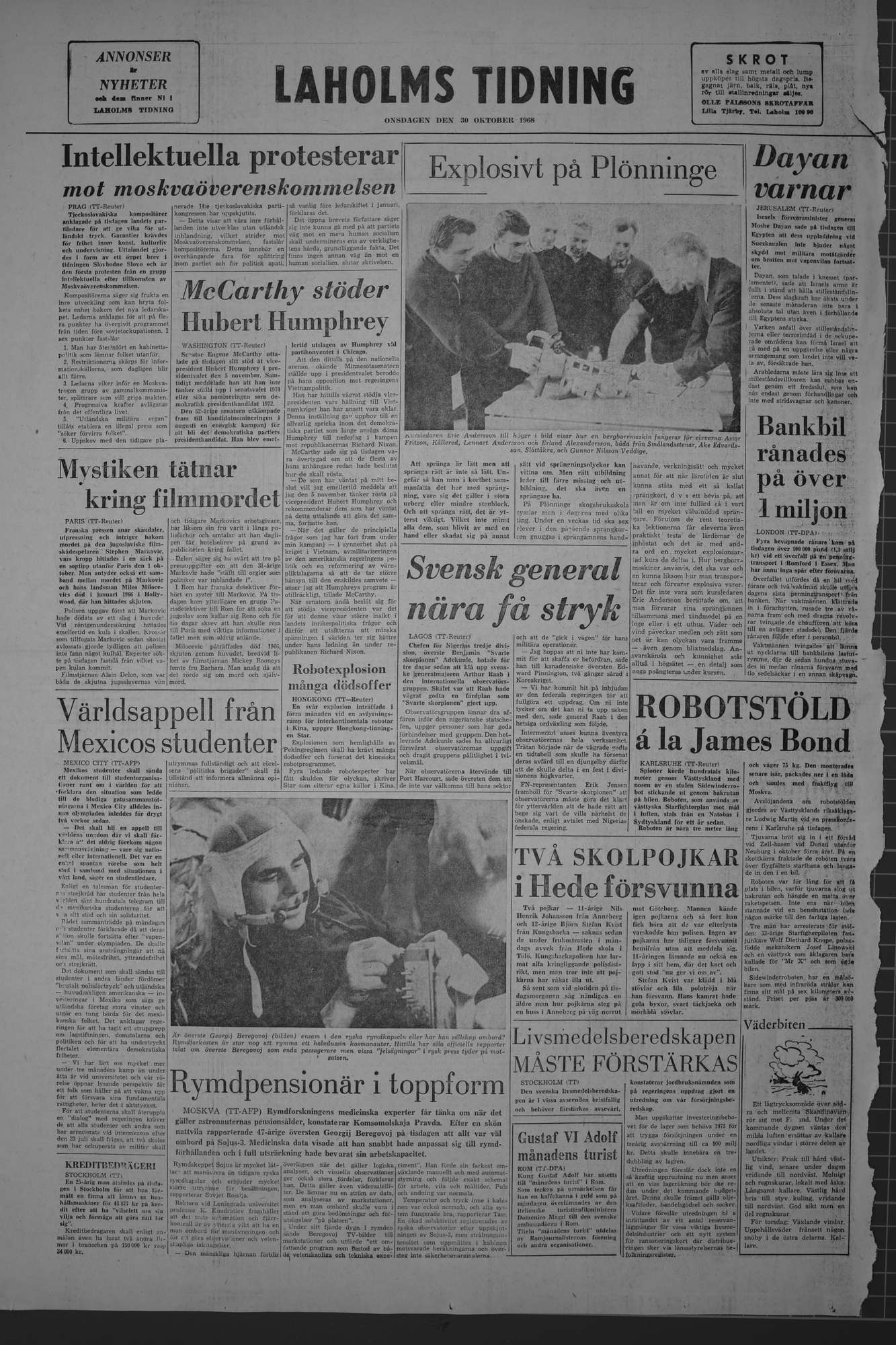 Laholms Tidning Onsdag 30 oktober 1968, sida 8