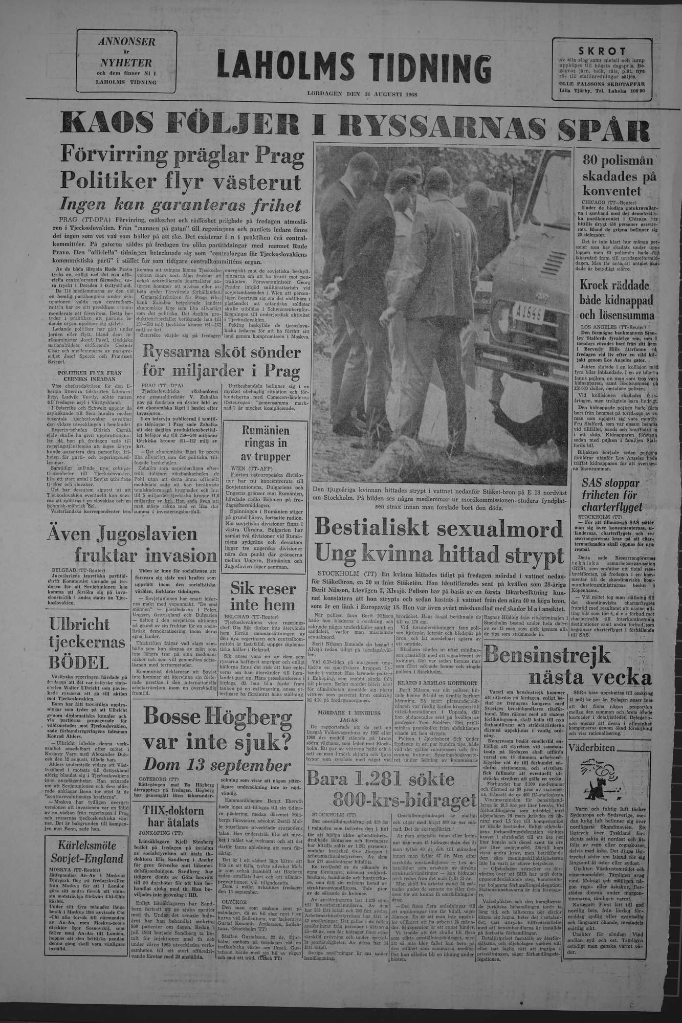 Laholms Tidning Lördag 31 augusti 1968, sida 8