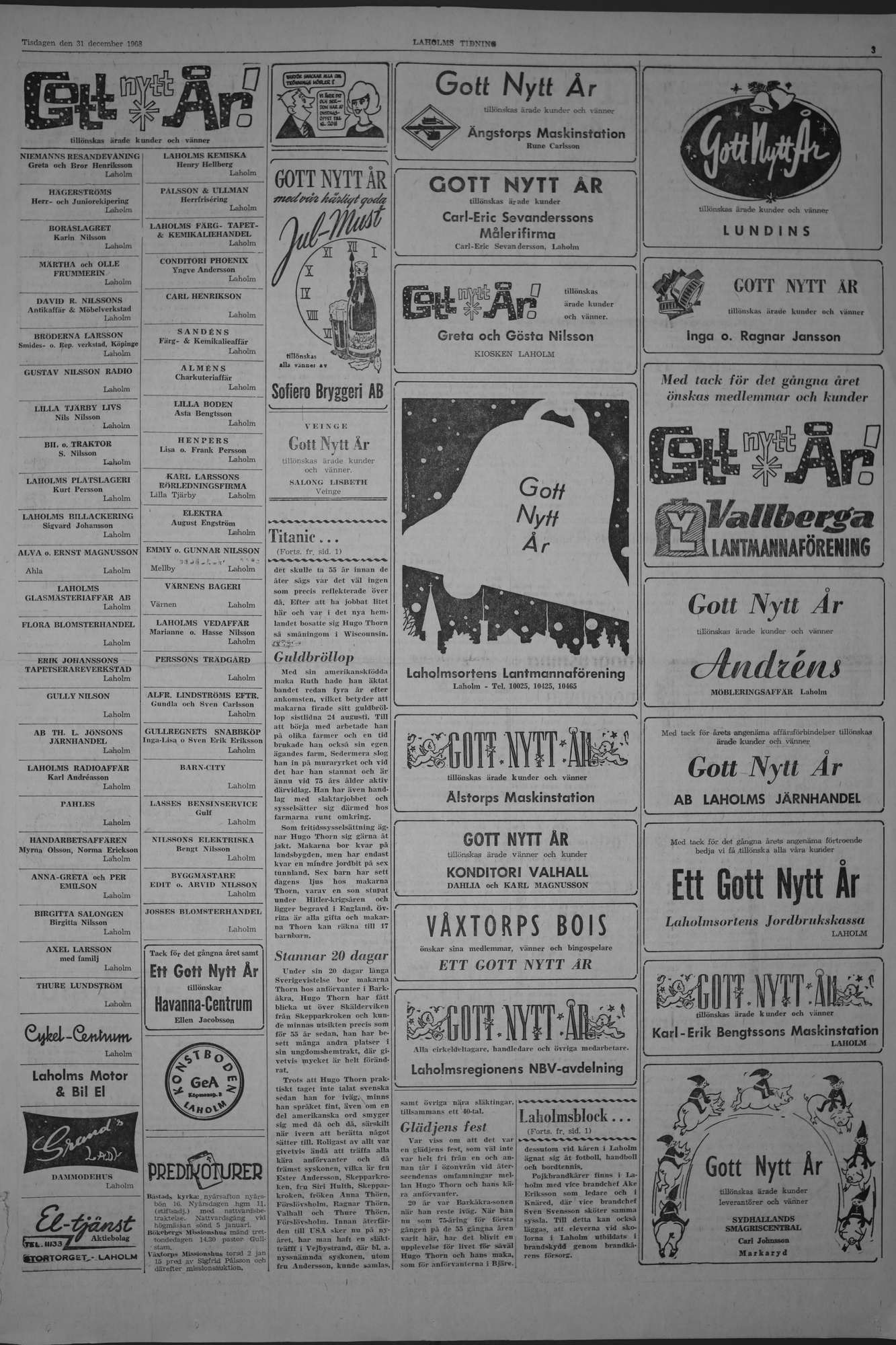 Laholms Tidning Tisdag 31 december 1968, sida 3