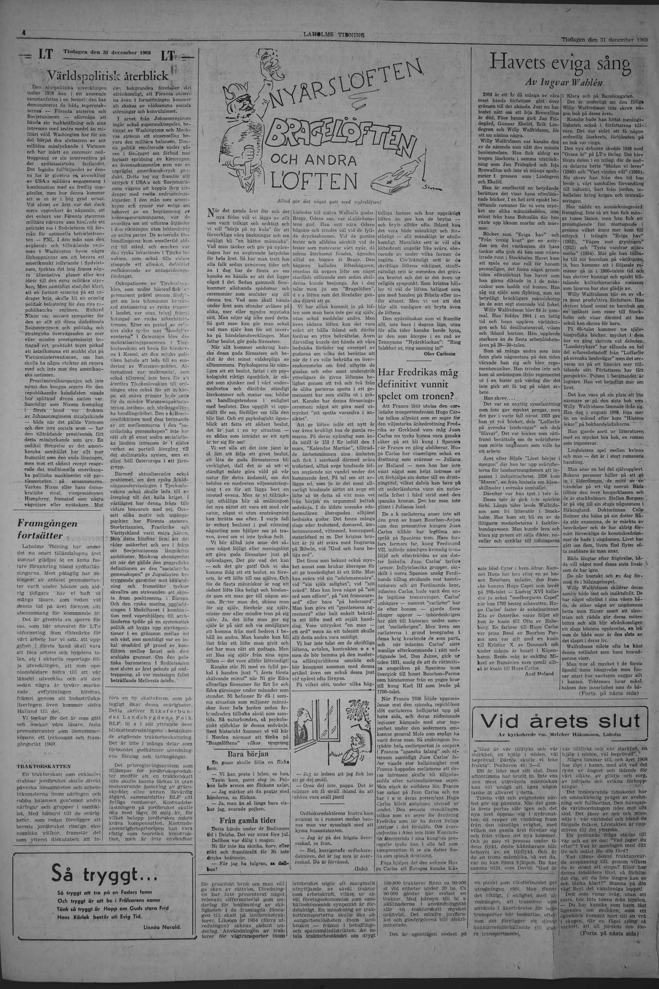 Laholms Tidning Tisdag 31 december 1968, sida 4