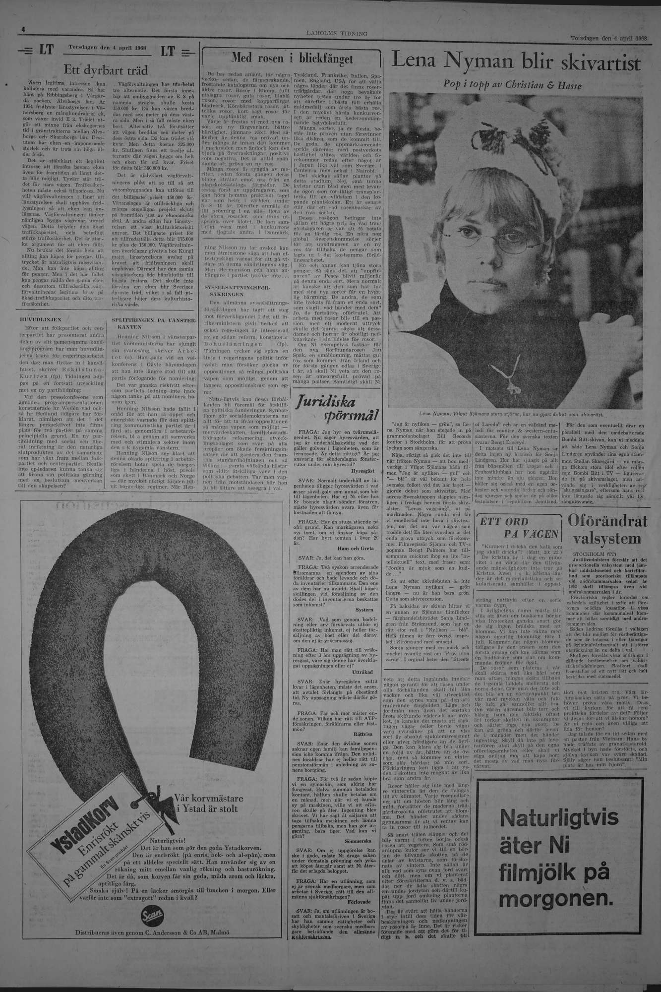 Laholms Tidning Torsdag 4 april 1968, sida 4