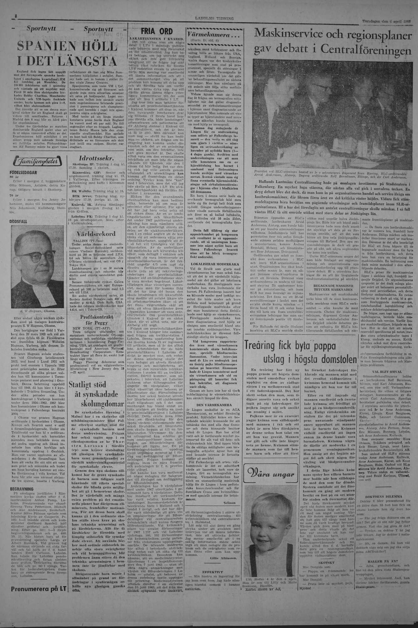 Laholms Tidning Torsdag 4 april 1968, sida 6