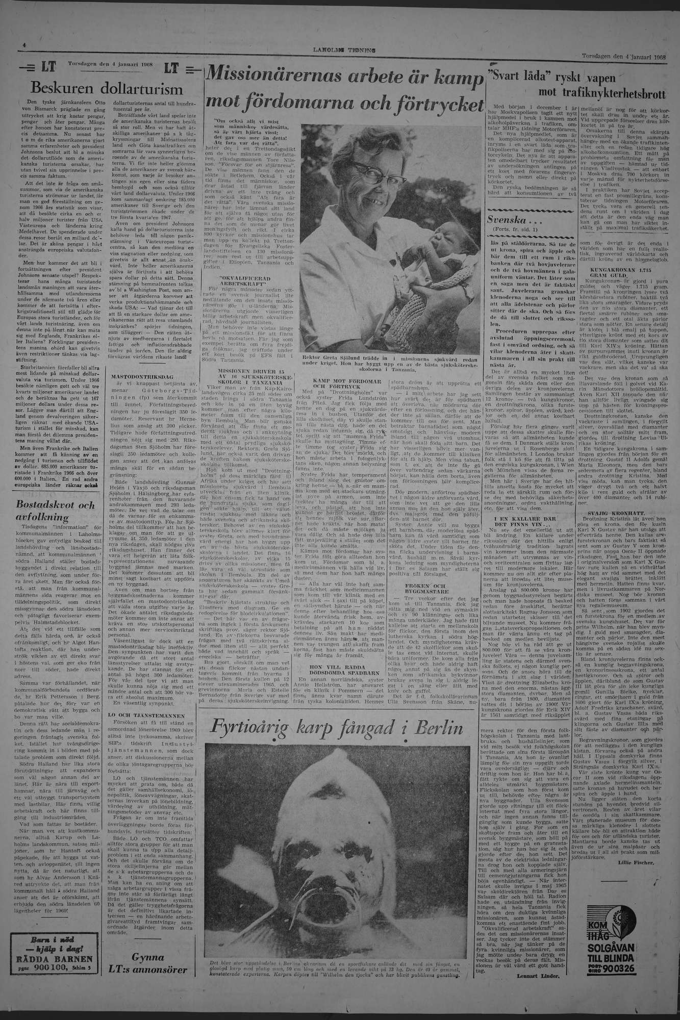 Laholms Tidning Torsdag 4 januari 1968, sida 4