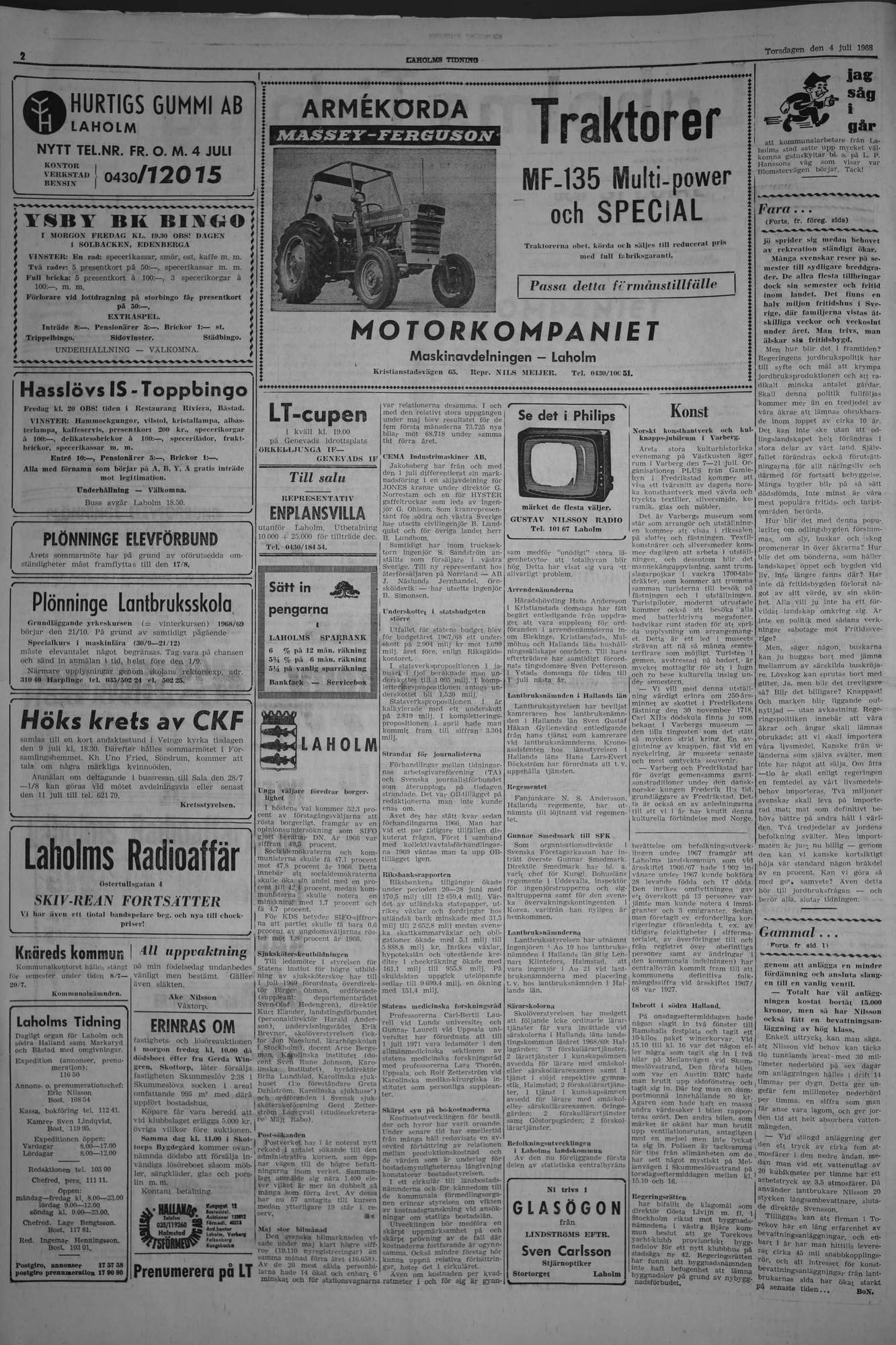 Laholms Tidning Torsdag 4 juli 1968, sida 2