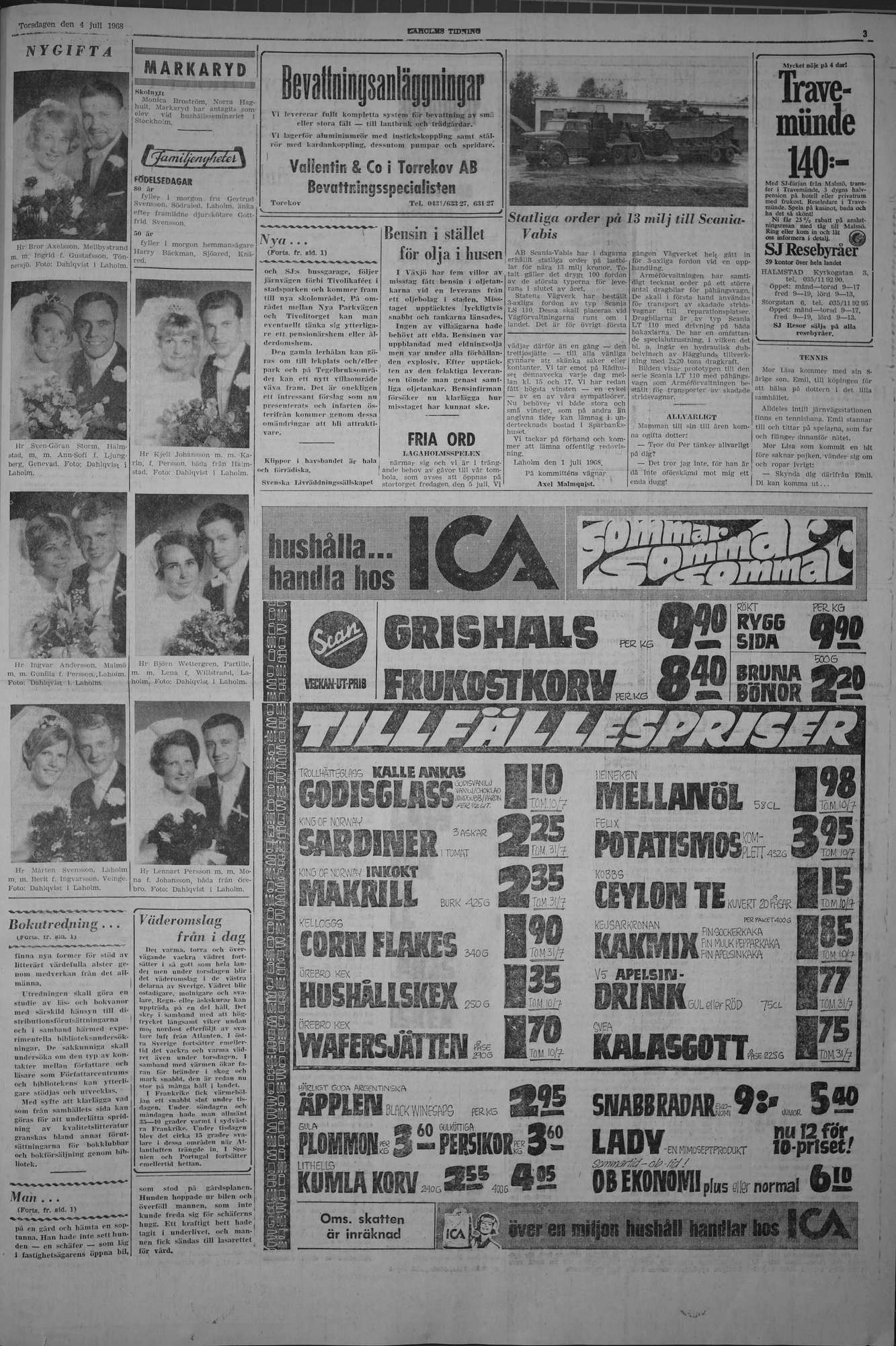 Laholms Tidning Torsdag 4 juli 1968, sida 3