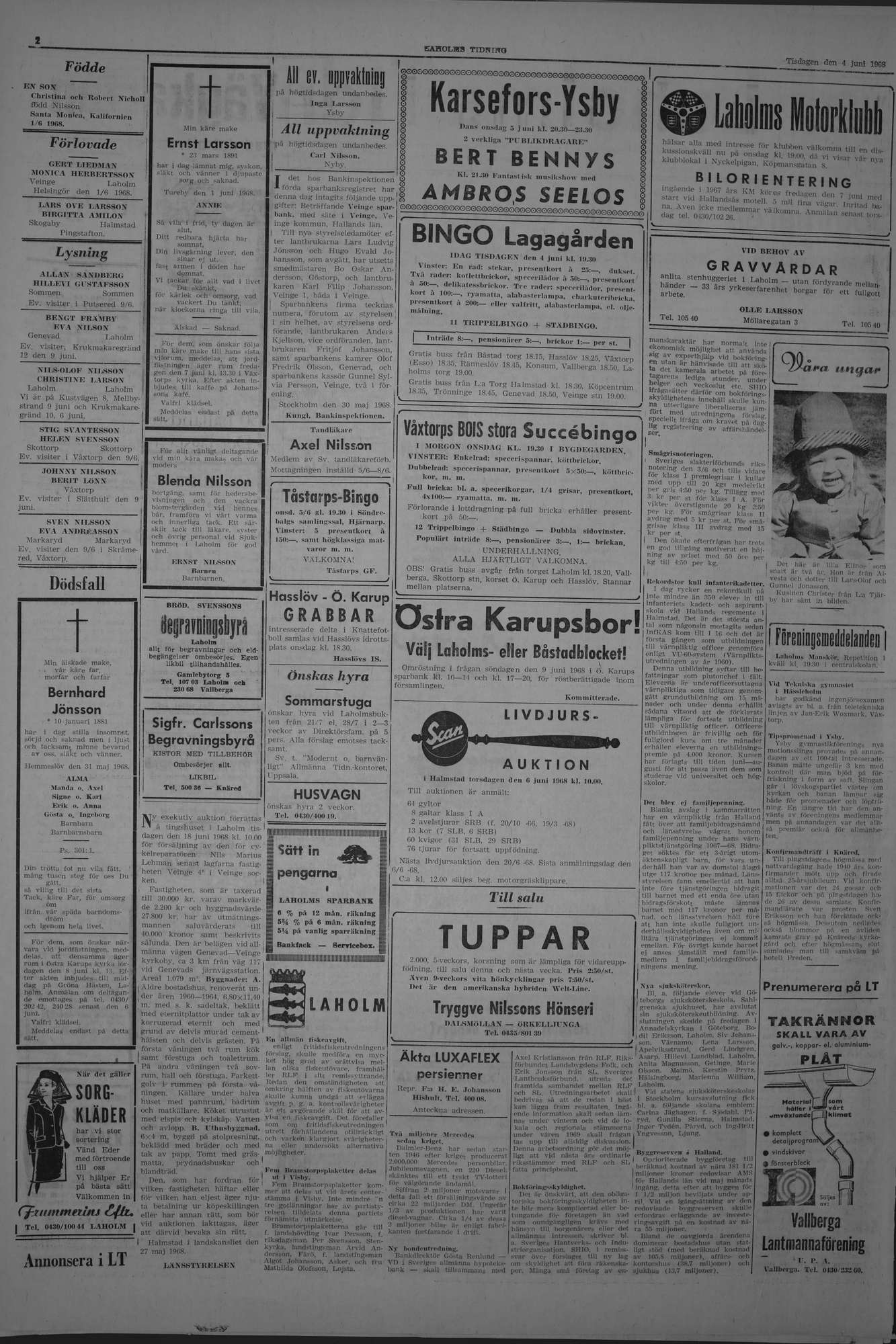 Laholms Tidning Tisdag 4 juni 1968, sida 2