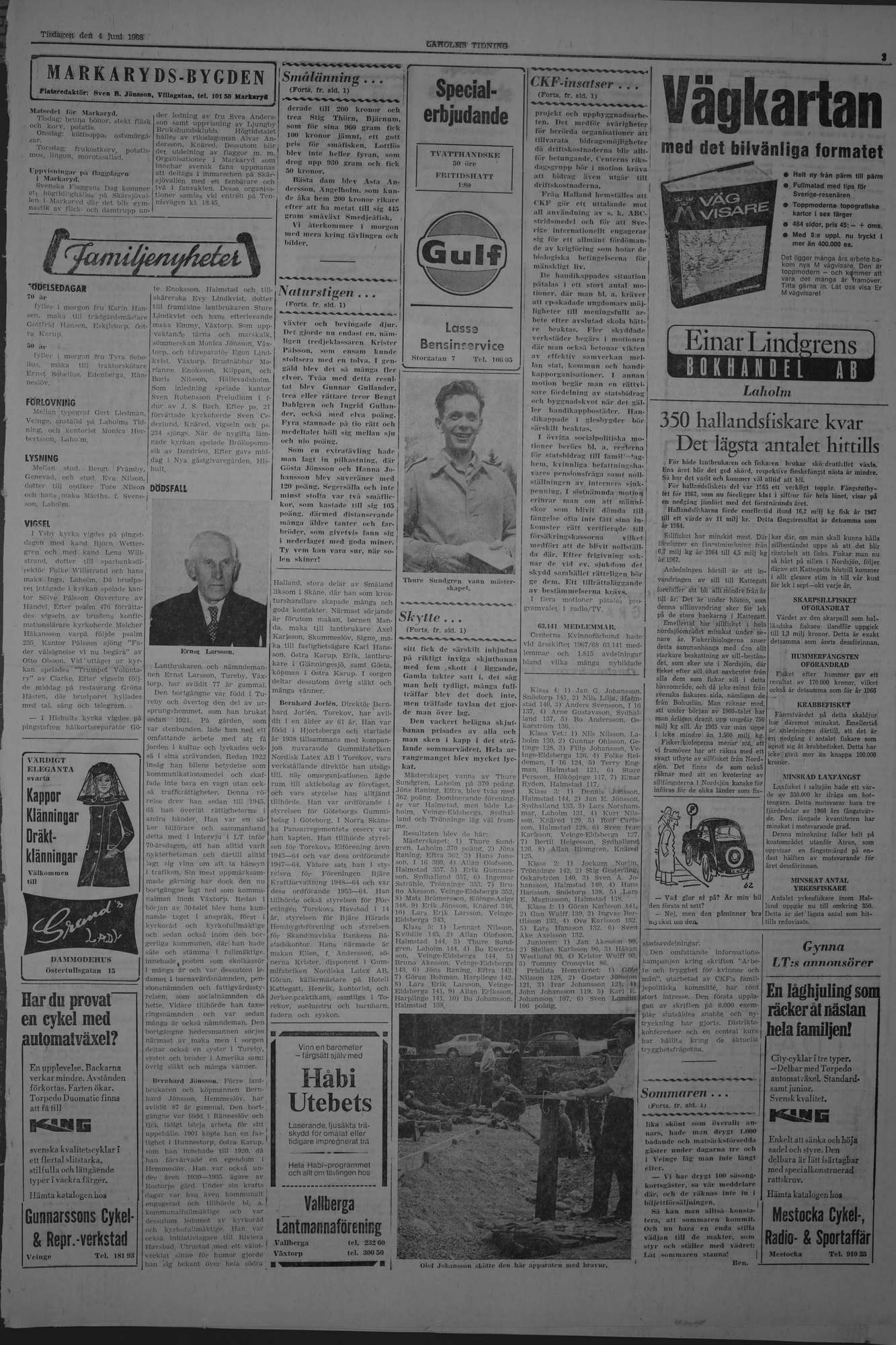 Laholms Tidning Tisdag 4 juni 1968, sida 3