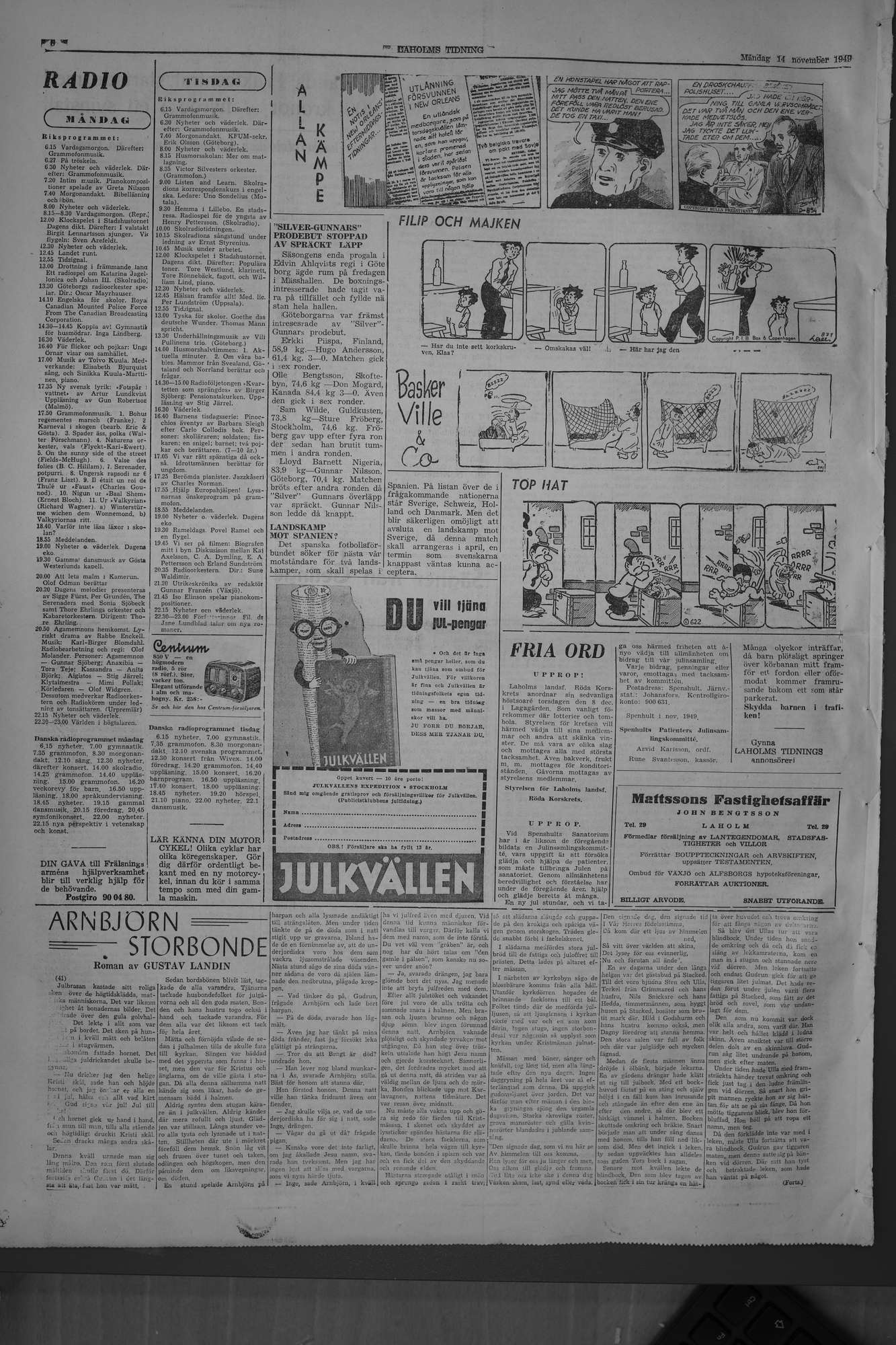 Laholms Tidning Måndag 14 november 1949, sida 6