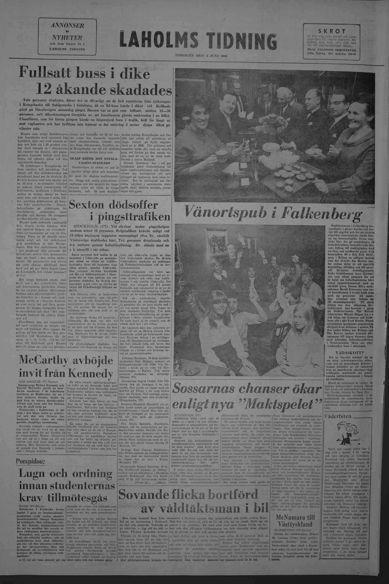 Laholms Tidning Tisdag 4 juni 1968, sida 8