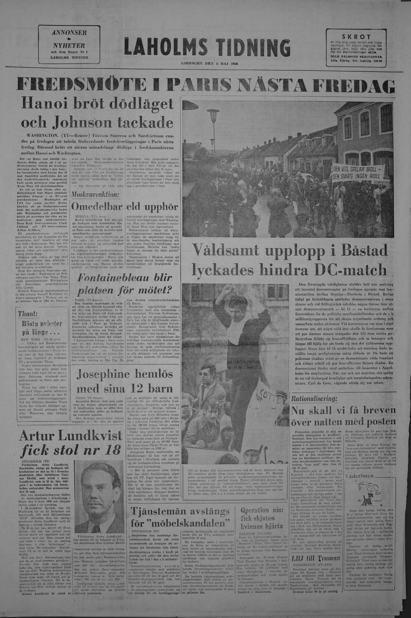 Laholms Tidning Lördag 4 maj 1968, sida 8