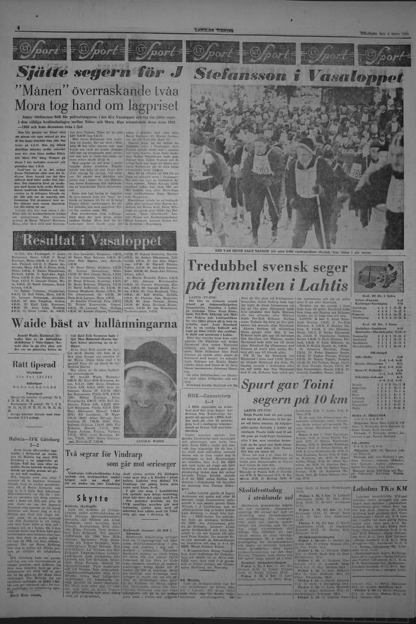 Laholms Tidning Måndag 4 mars 1968, sida 6