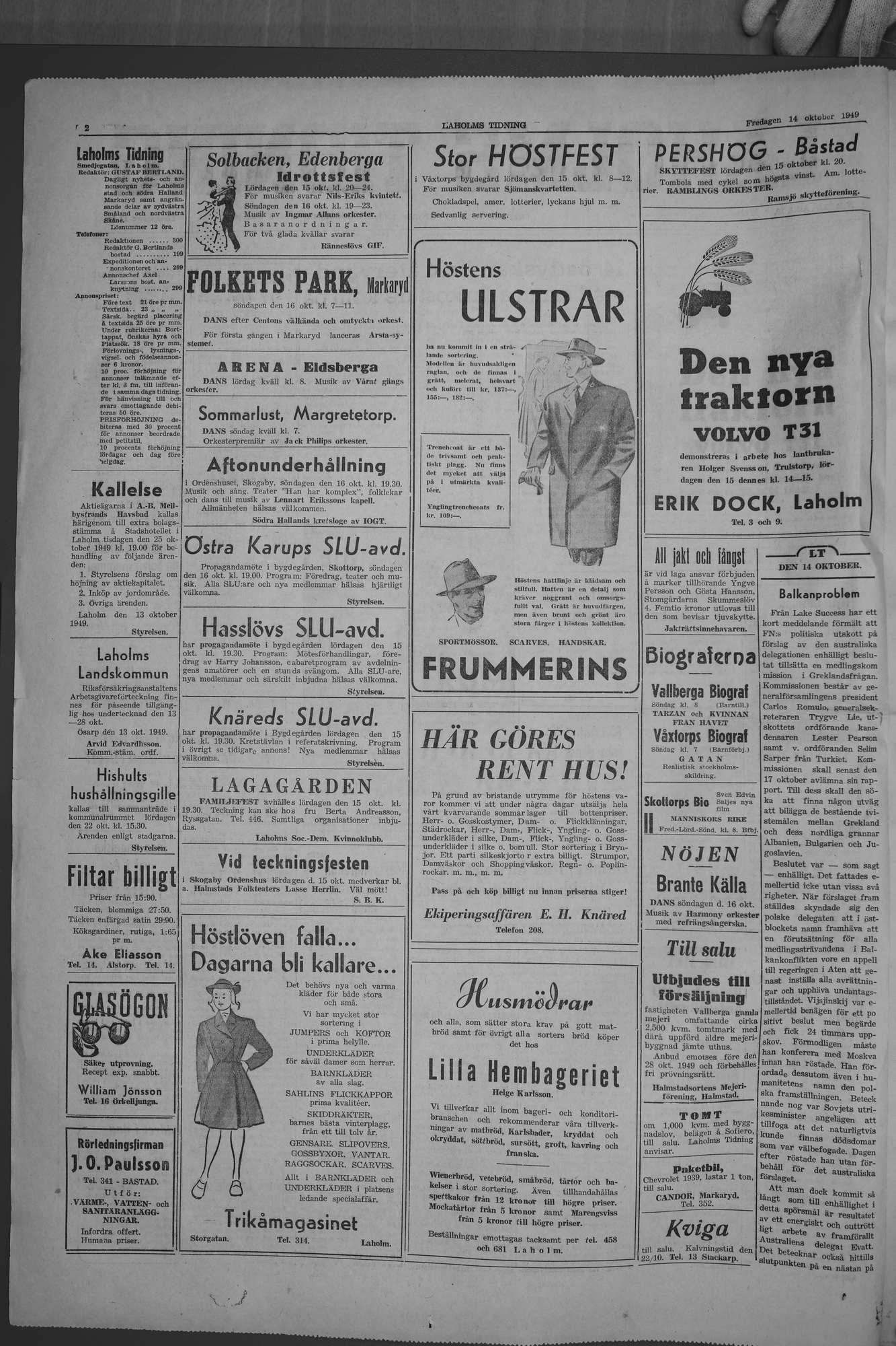 Laholms Tidning Fredag 14 oktober 1949, sida 2