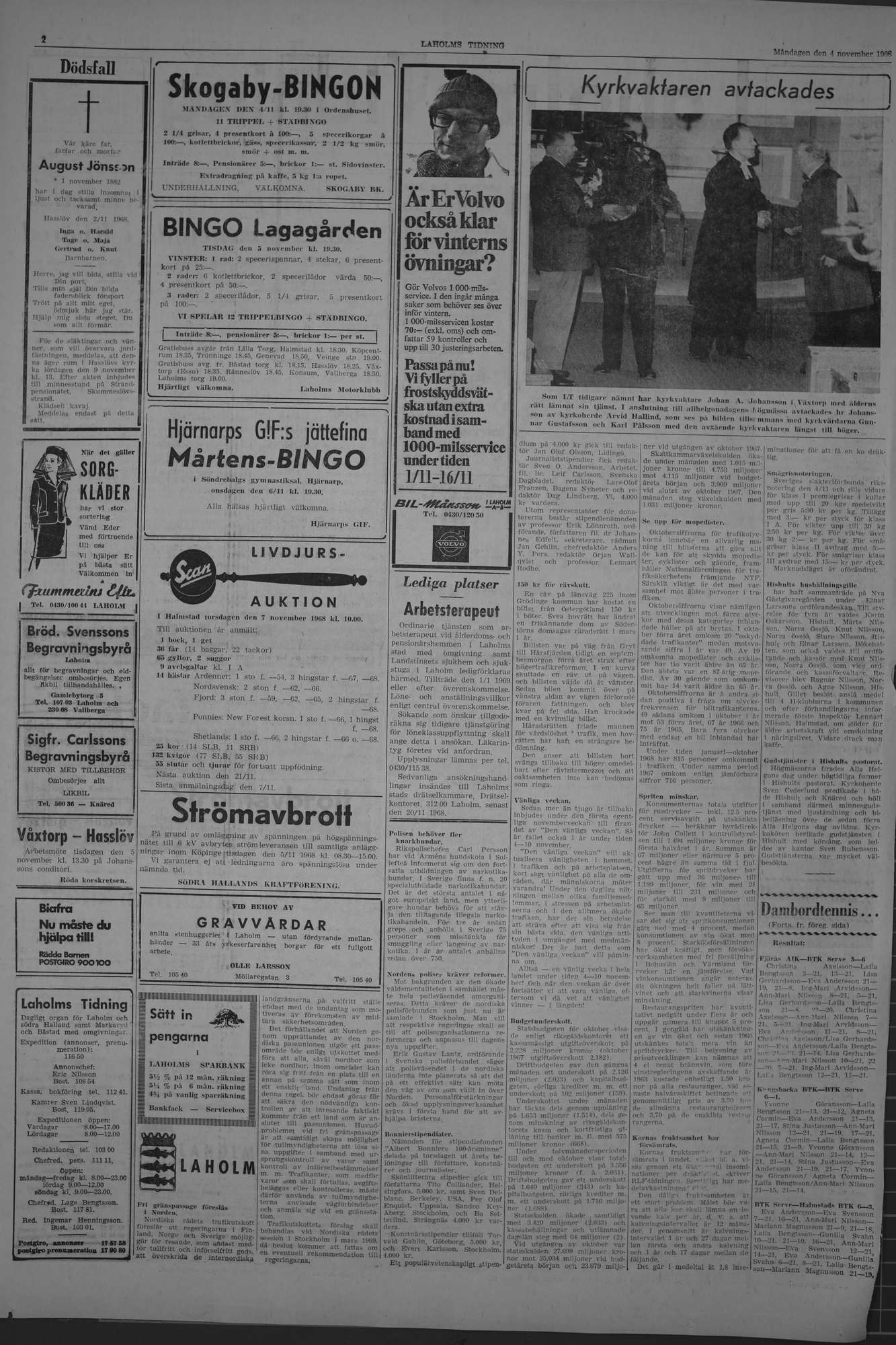 Laholms Tidning Måndag 4 november 1968, sida 2