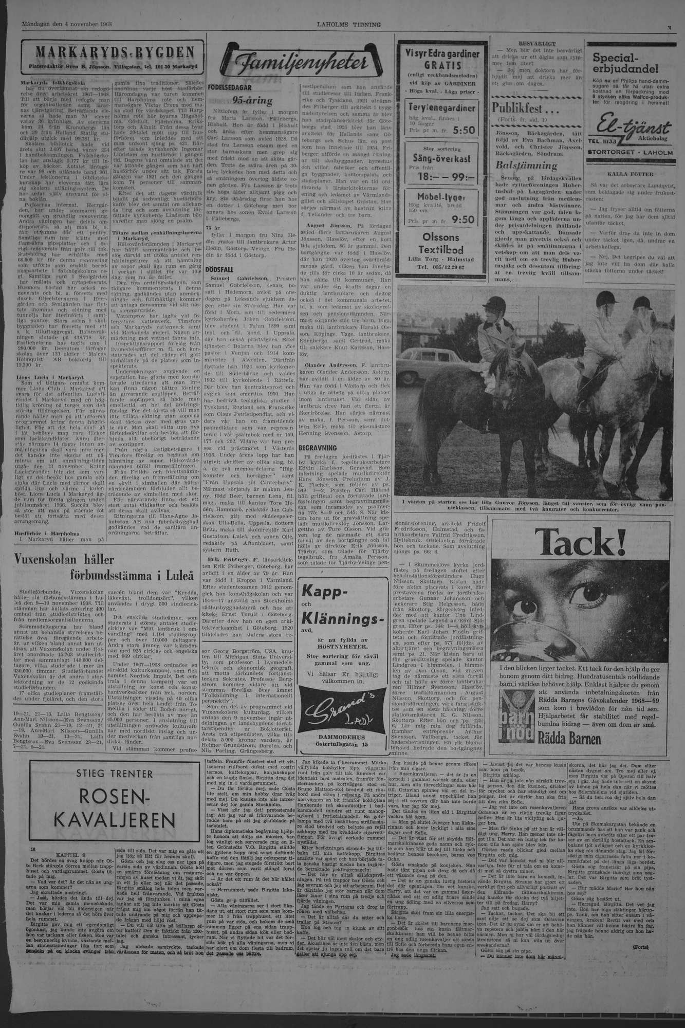 Laholms Tidning Måndag 4 november 1968, sida 3