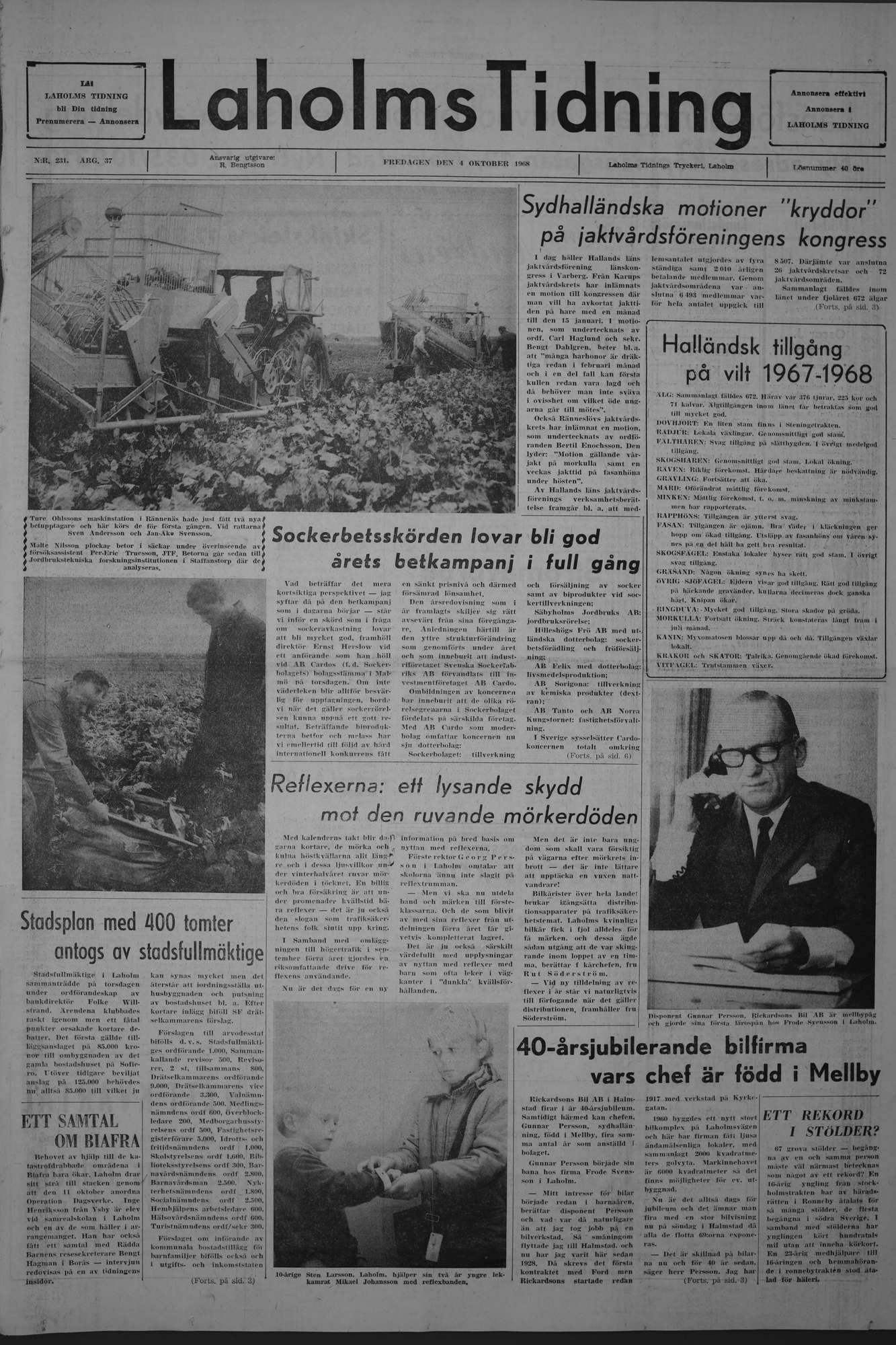 Laholms Tidning Fredag 4 oktober 1968, sida 1