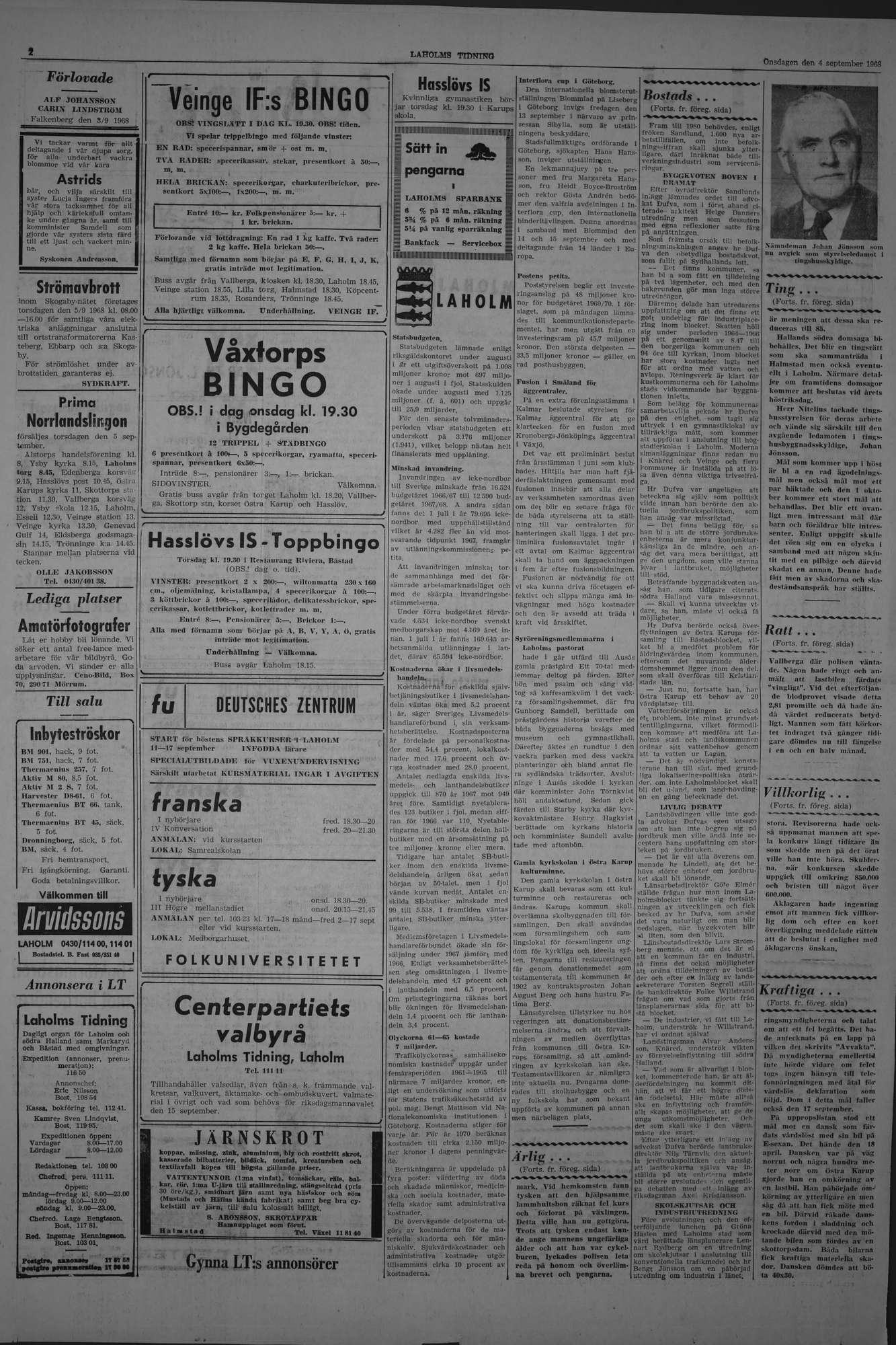 Laholms Tidning Onsdag 4 september 1968, sida 2
